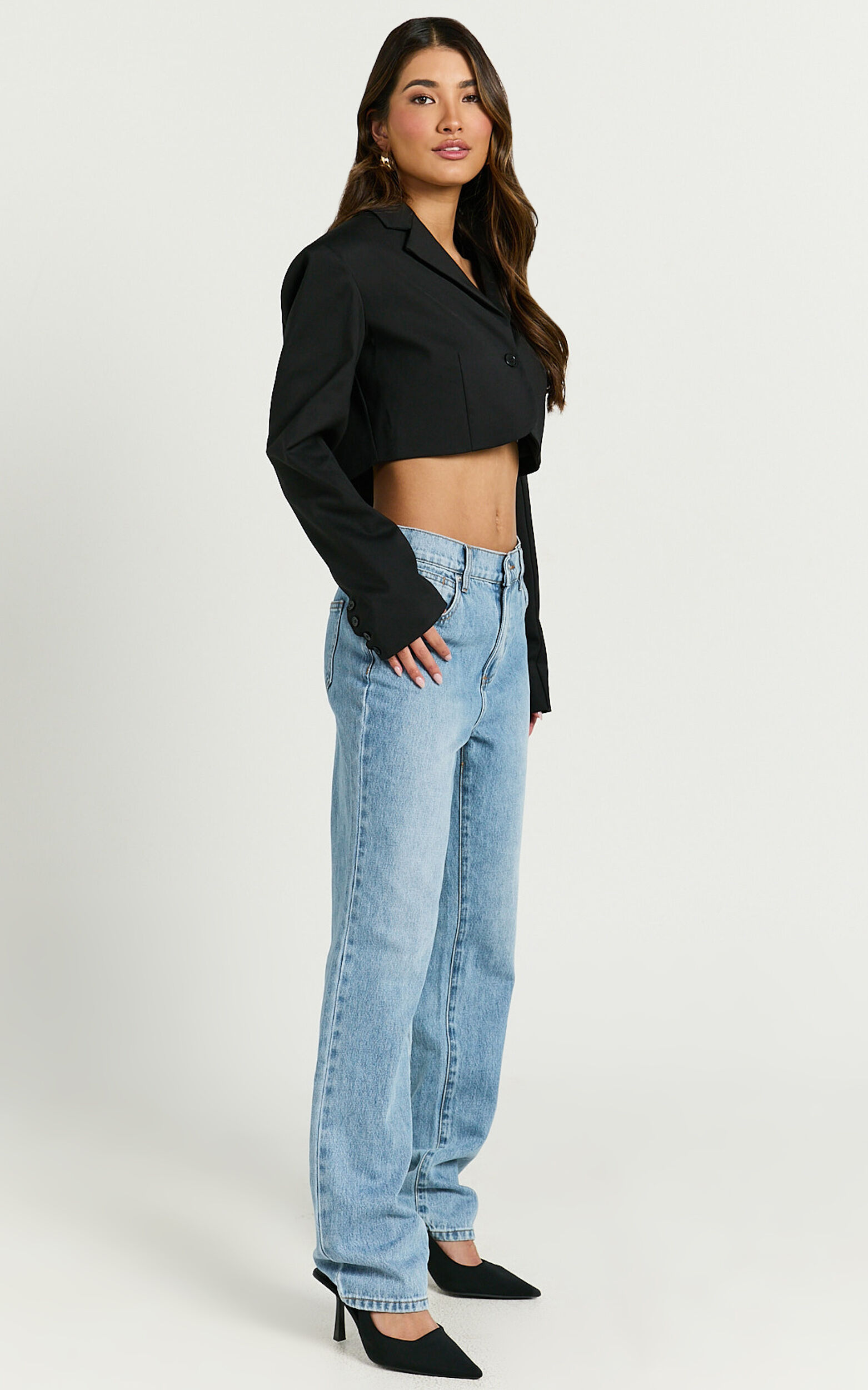 Barker Jeans - Low Rise Recycled Denim Straight Leg Jeans in Mid Blue Wash