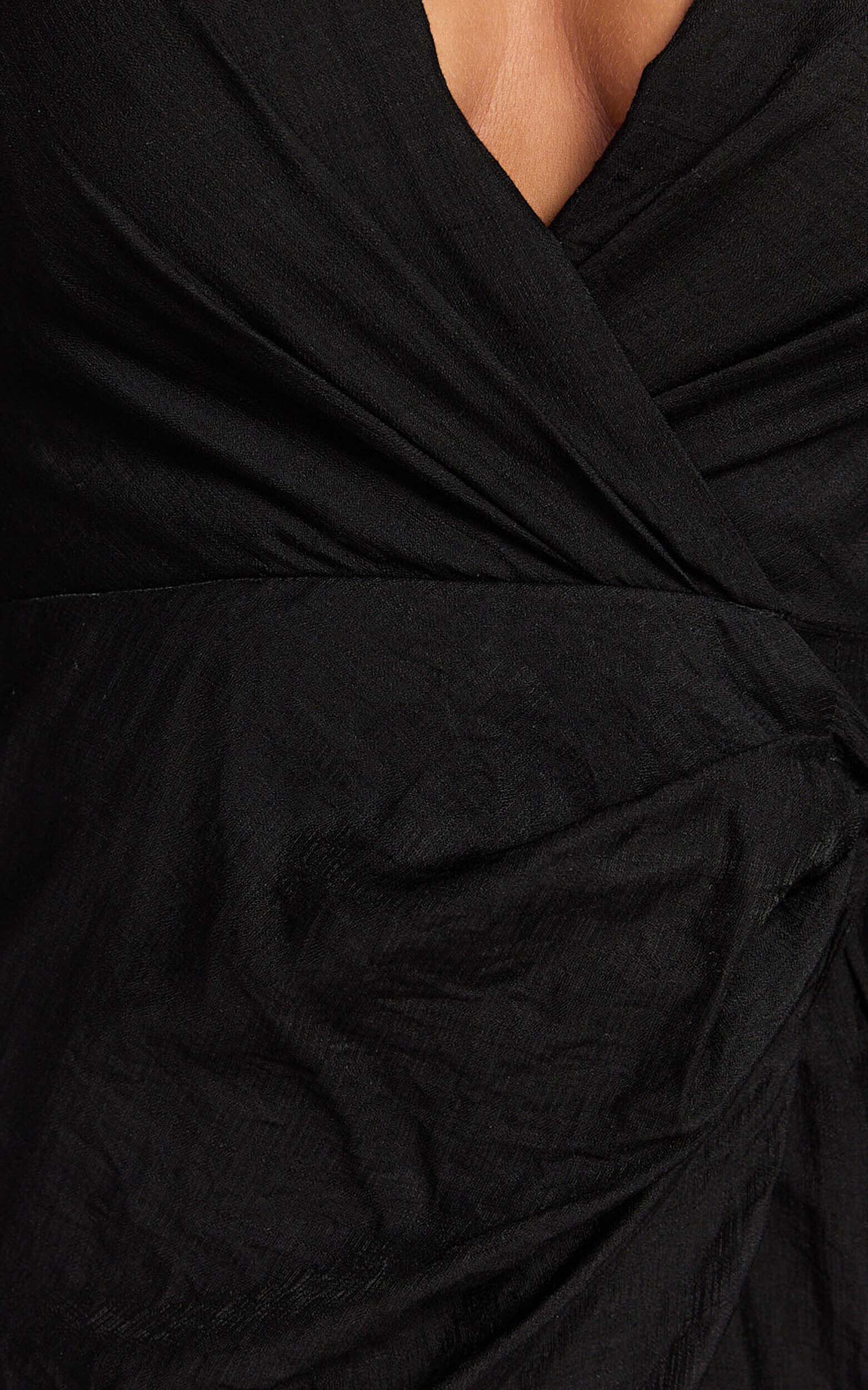 Taylor Midi Dress - Long Sleeve Wrap Dress in Black