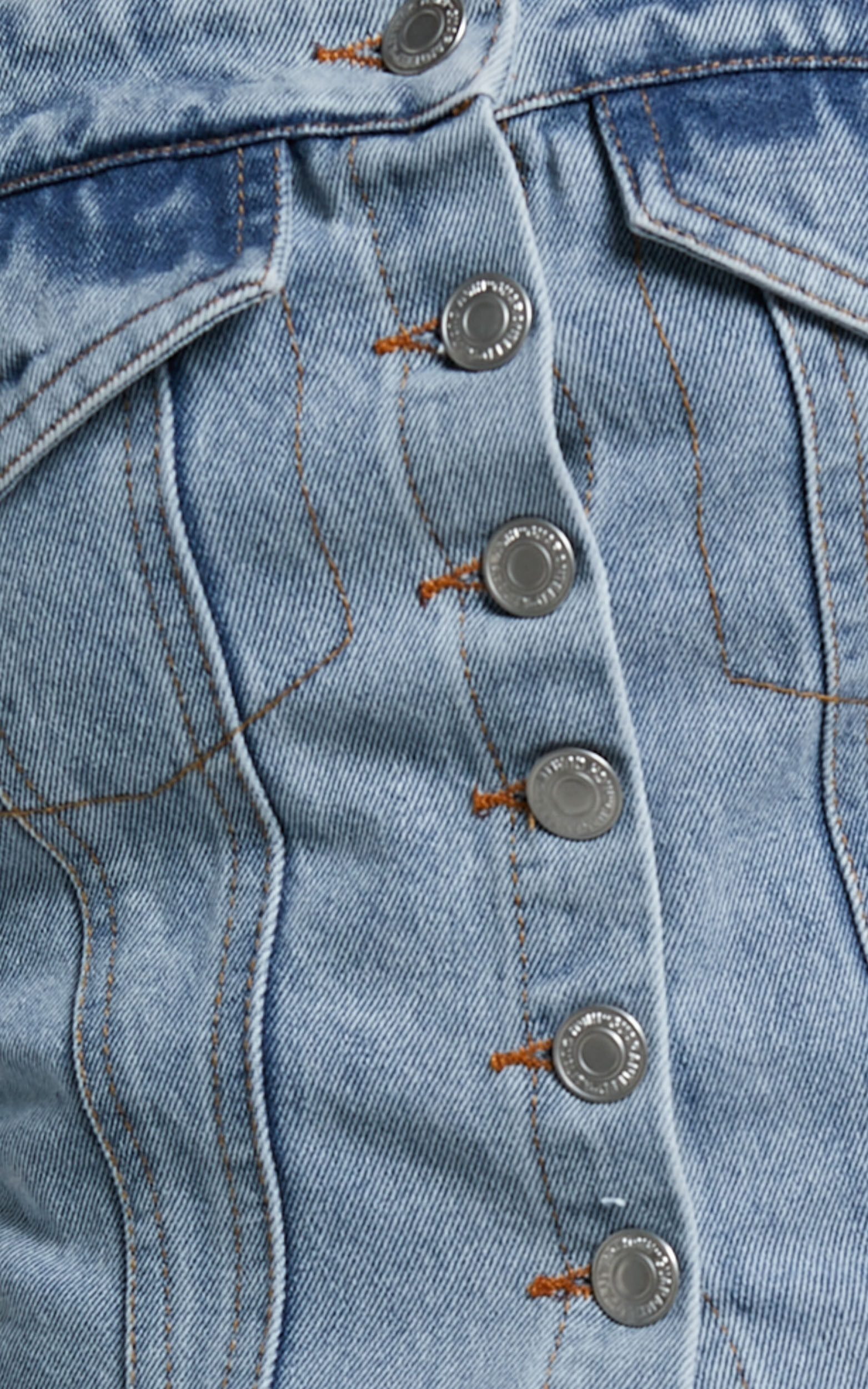 Aubrielle Bustier - Denim Bustier with Pocket Details in Indigo Wash