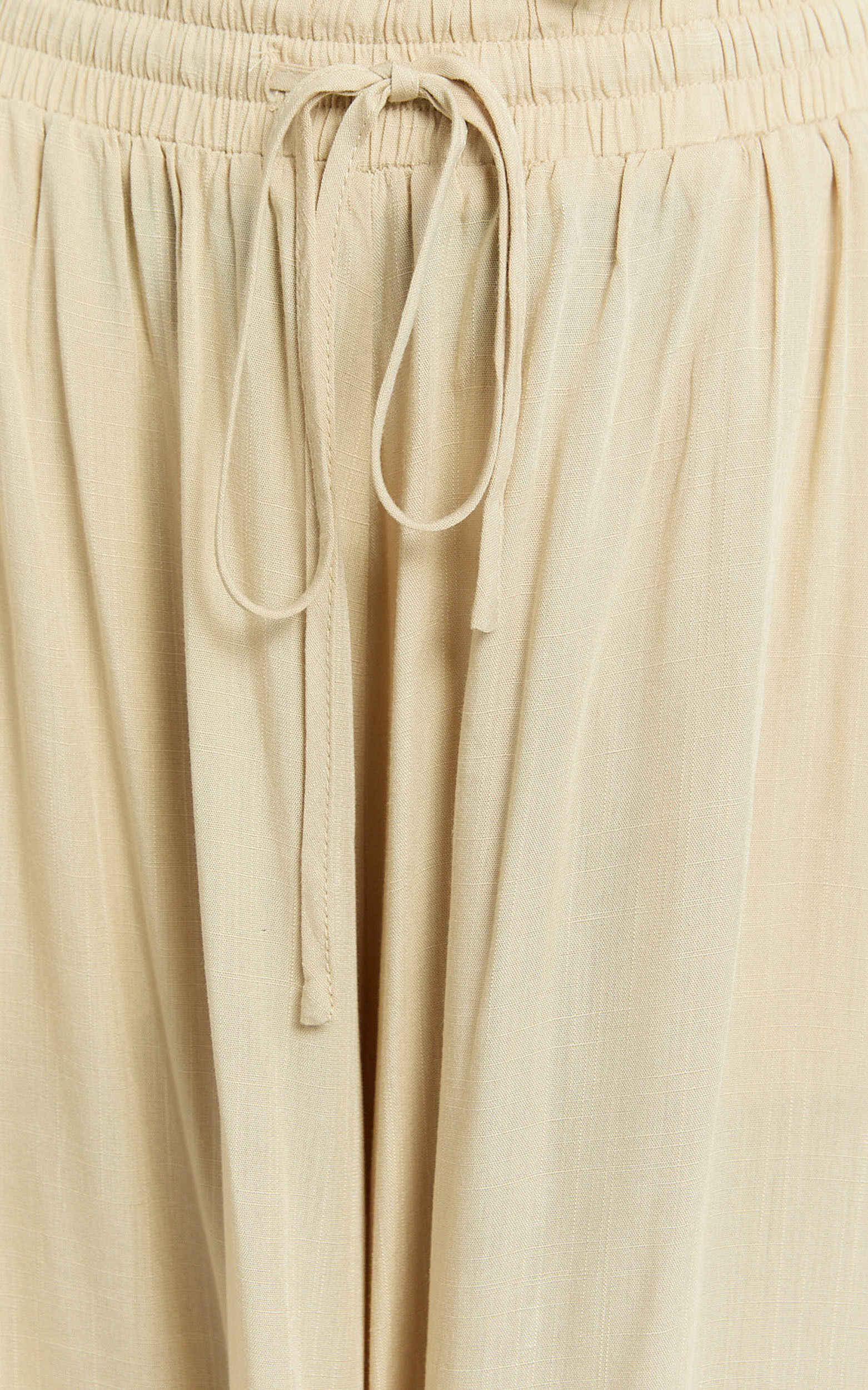 Hany Pants - High Waist Drawstring Wide Leg Pants in Stone