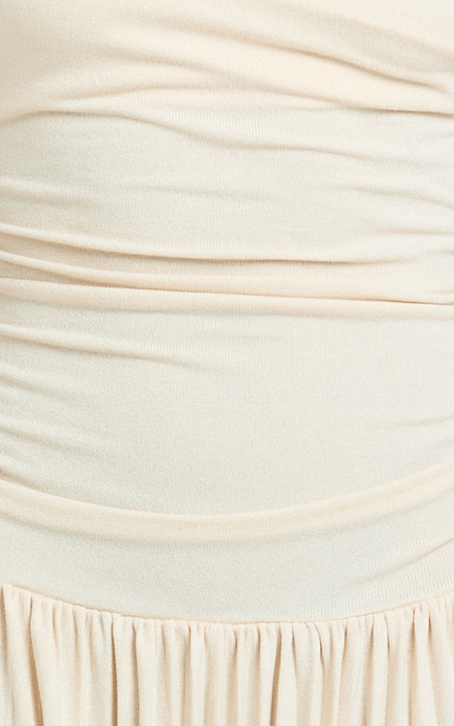 Yvonne Maxi Dress - Jersey Tip Shoulder Ruched Dress in Off White