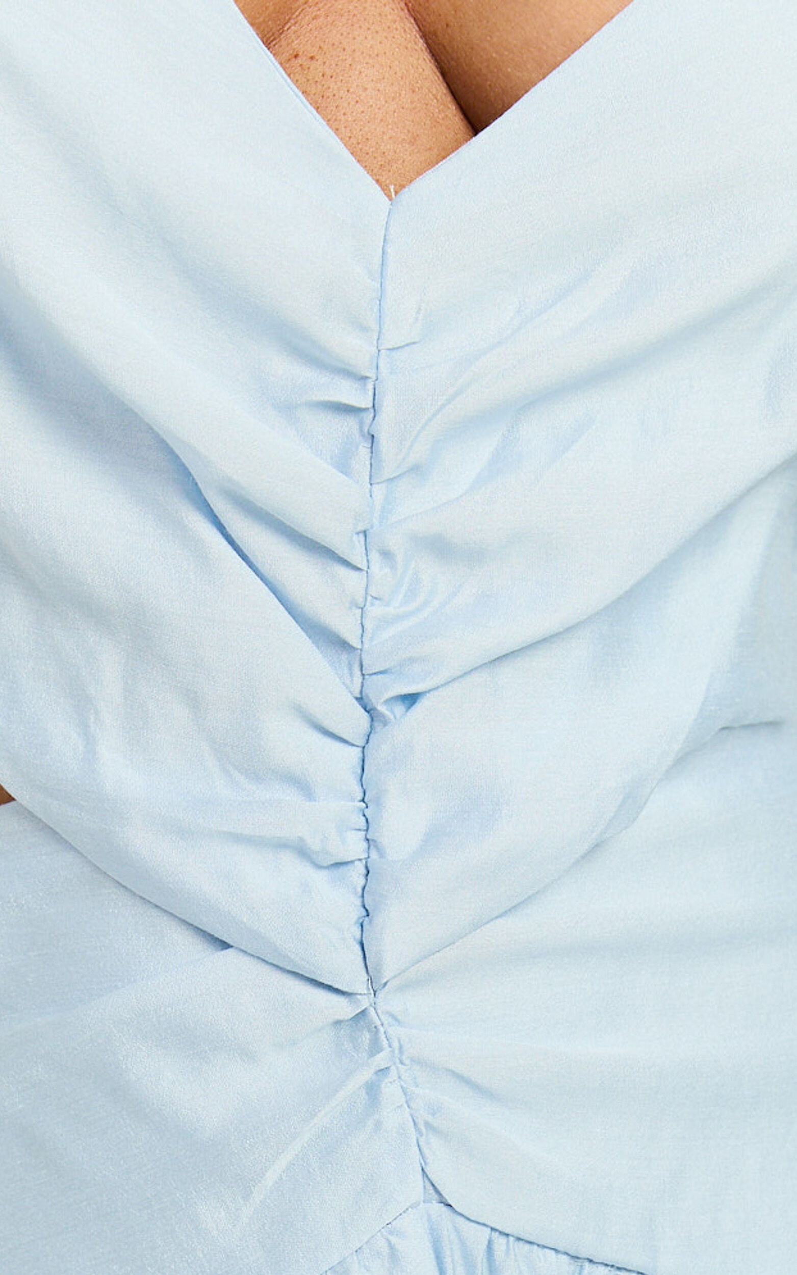 Edlyn Midi Dress - V Neck Side Cut Out Dress in Blue