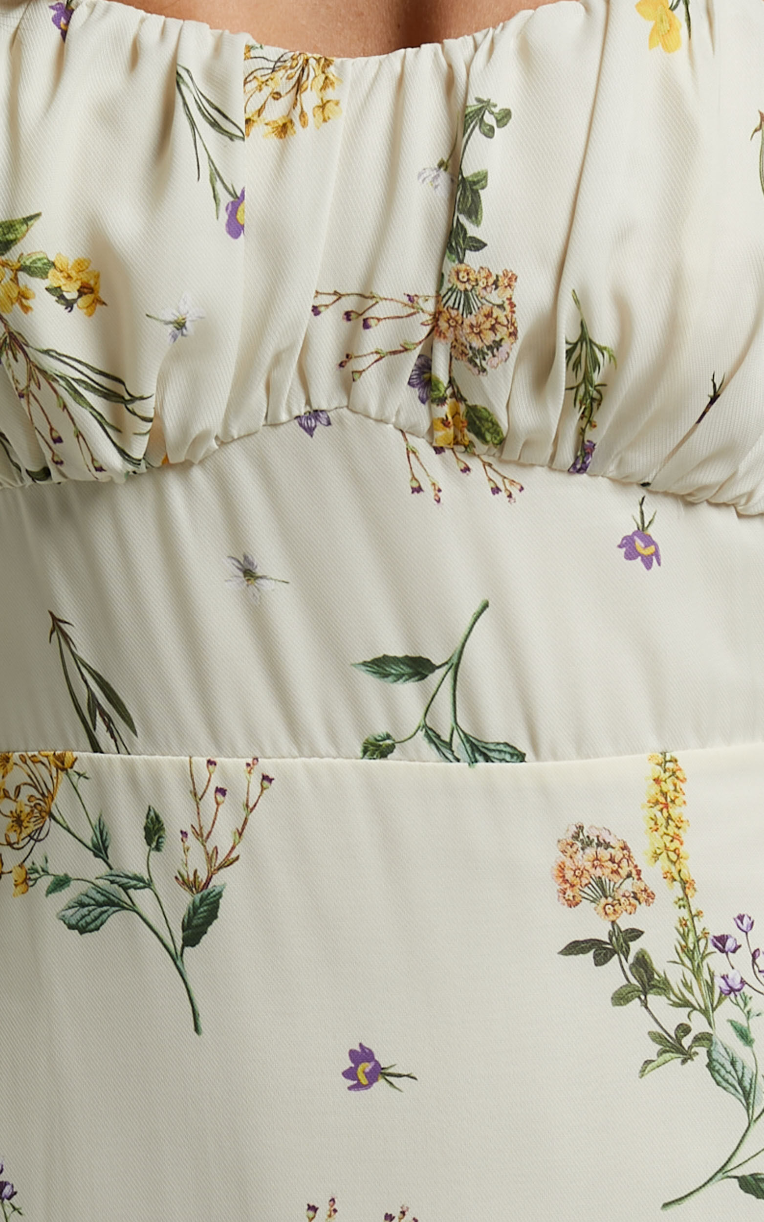 Monaco Midi Dress - Strappy Sweetheart Tiered Dress in Botanical floral