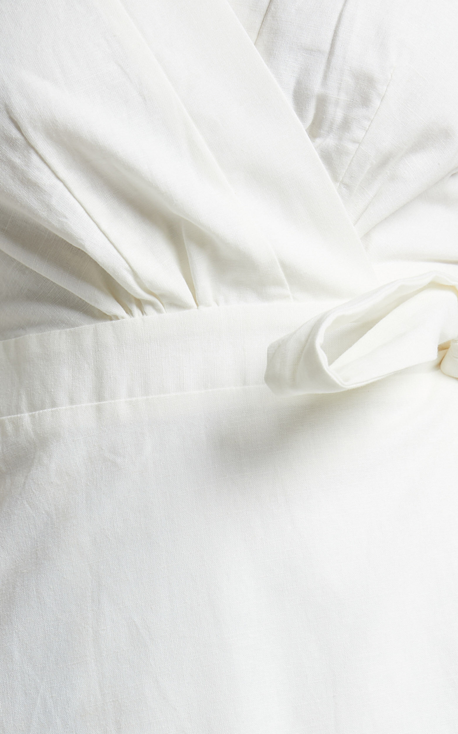 Amalie The Label - Palmer Linen Blend Frill Sleeve Wrap Dress in White