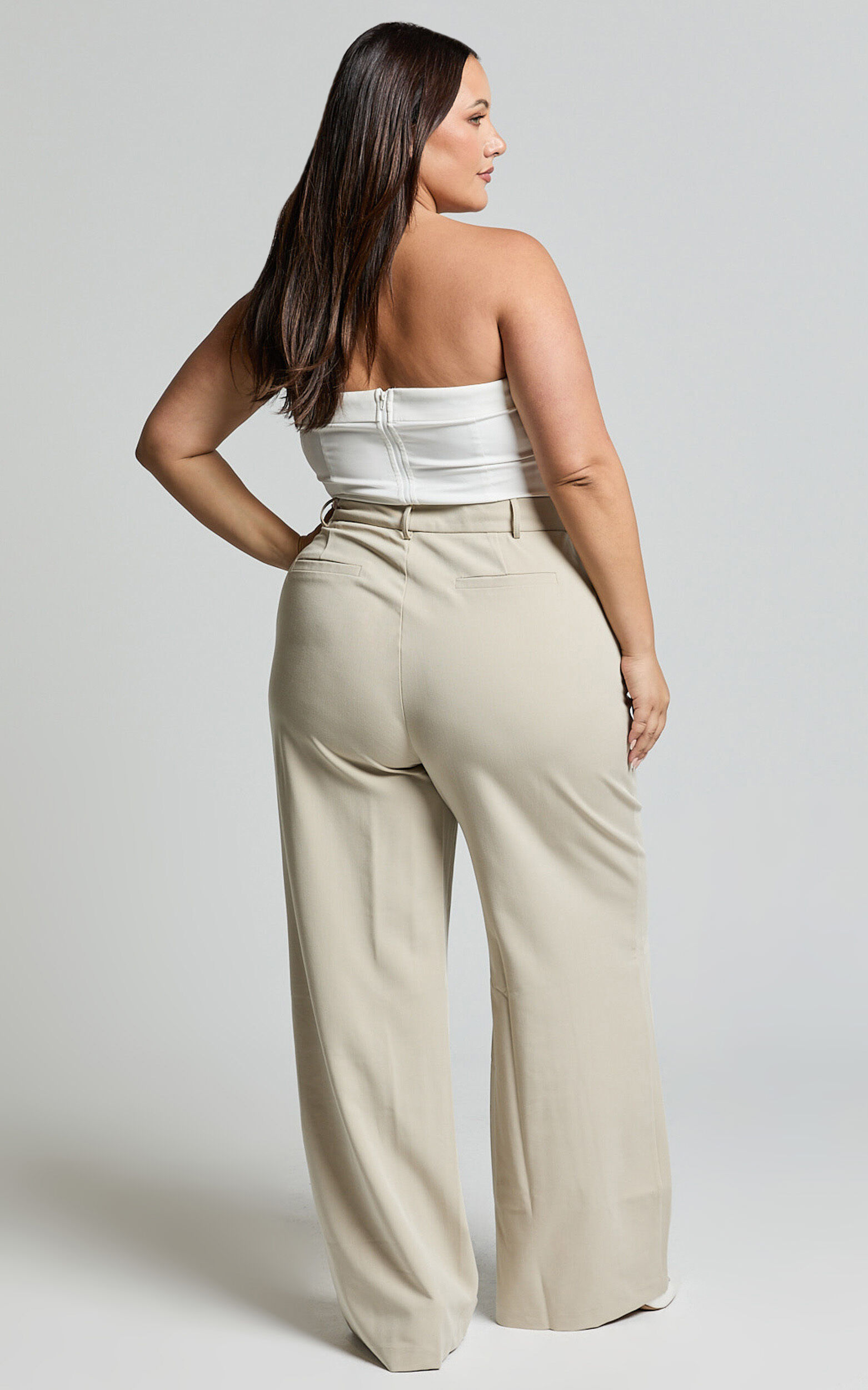 Lorcan Pants - High Waisted Tailored Pants in Stone