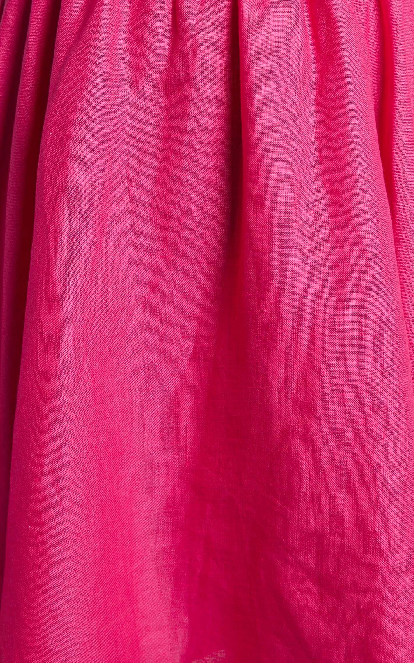 Amalie The Label - Hamyya Linen Tie Back Puff Sleeve Mini Linen Dress in Magenta