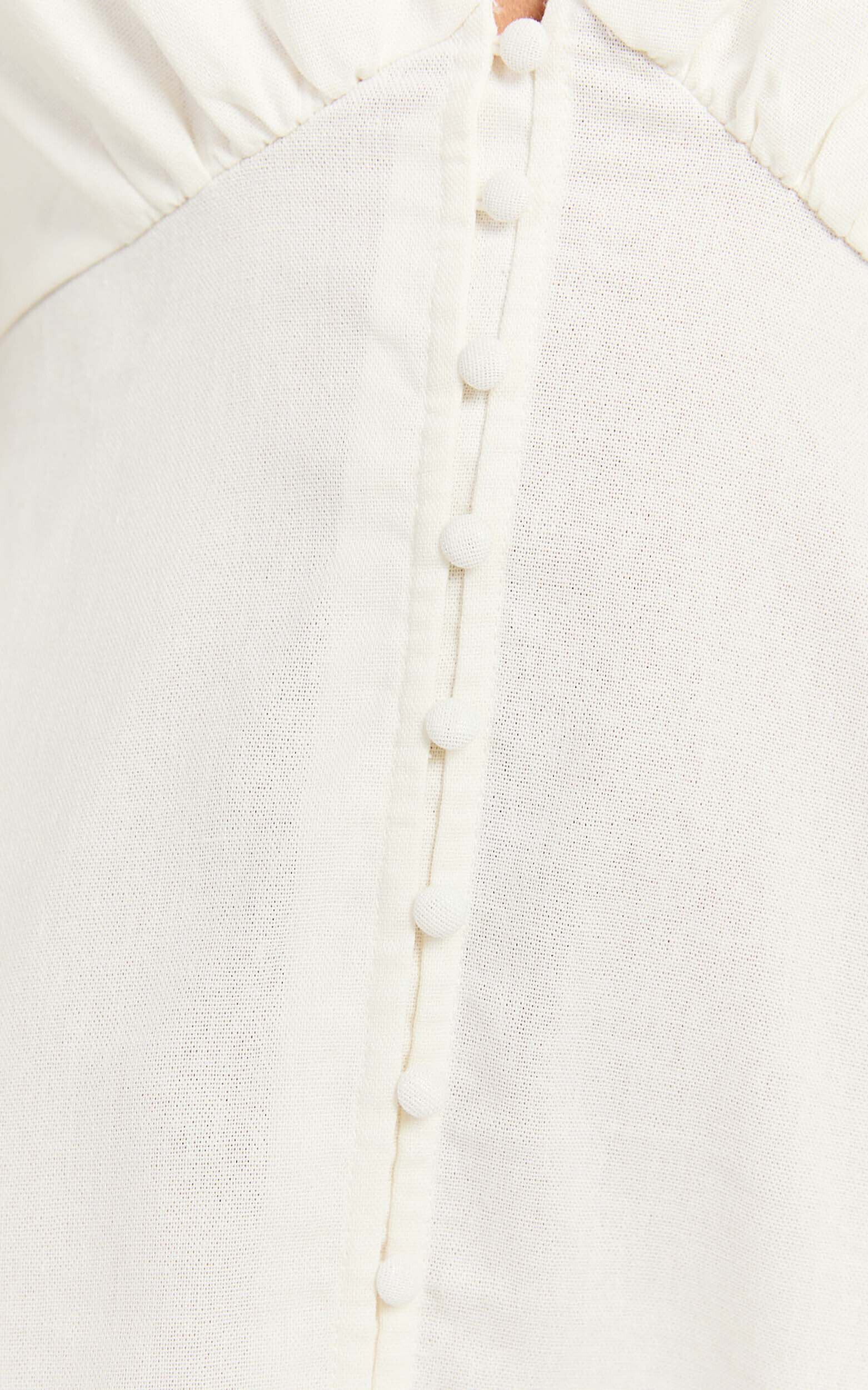 Tallulah Mini Dress - Linen V Neck A Line Dress in White