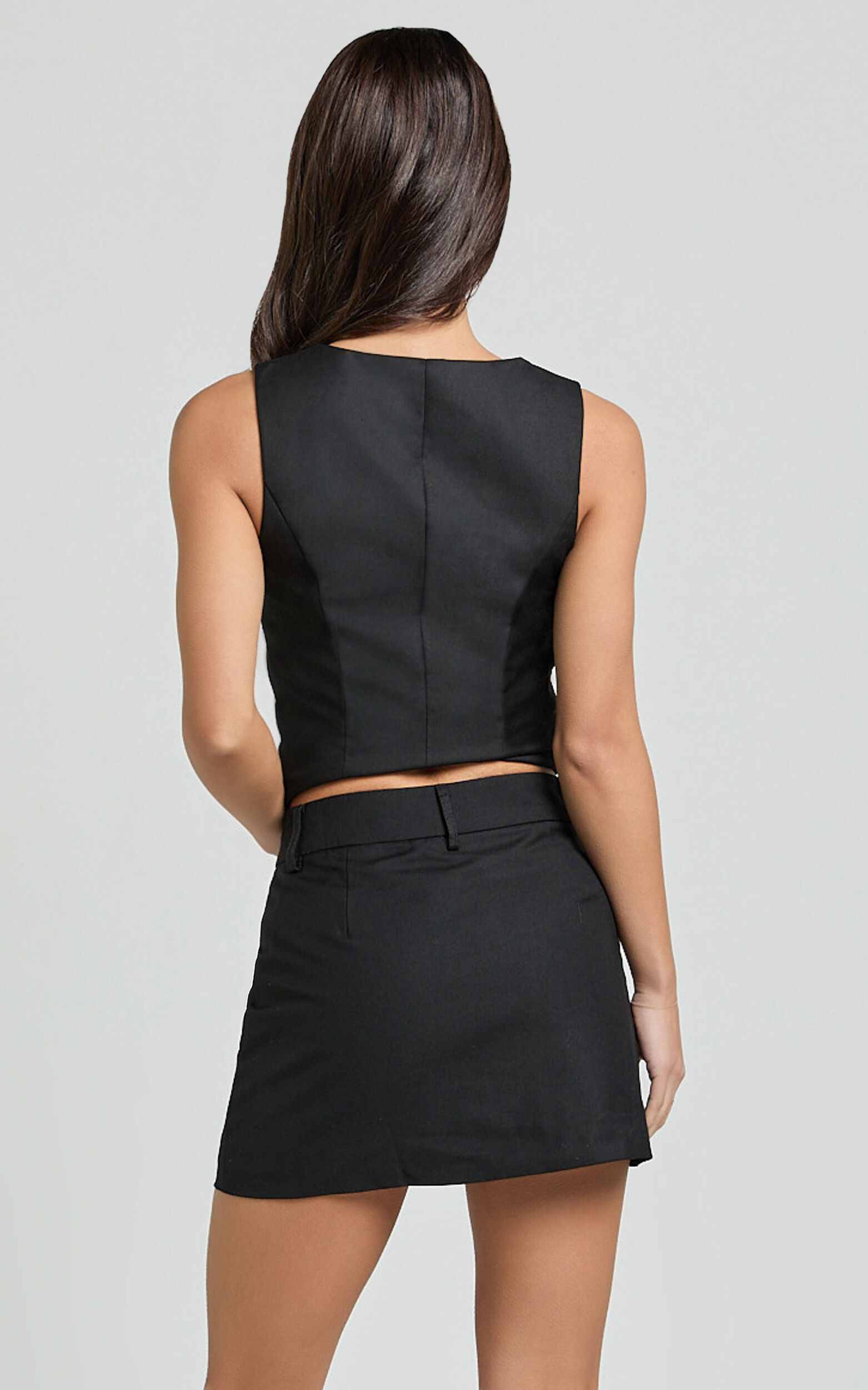 Desi Mini Skirt - Tailored Mid Waisted Skirt in Black