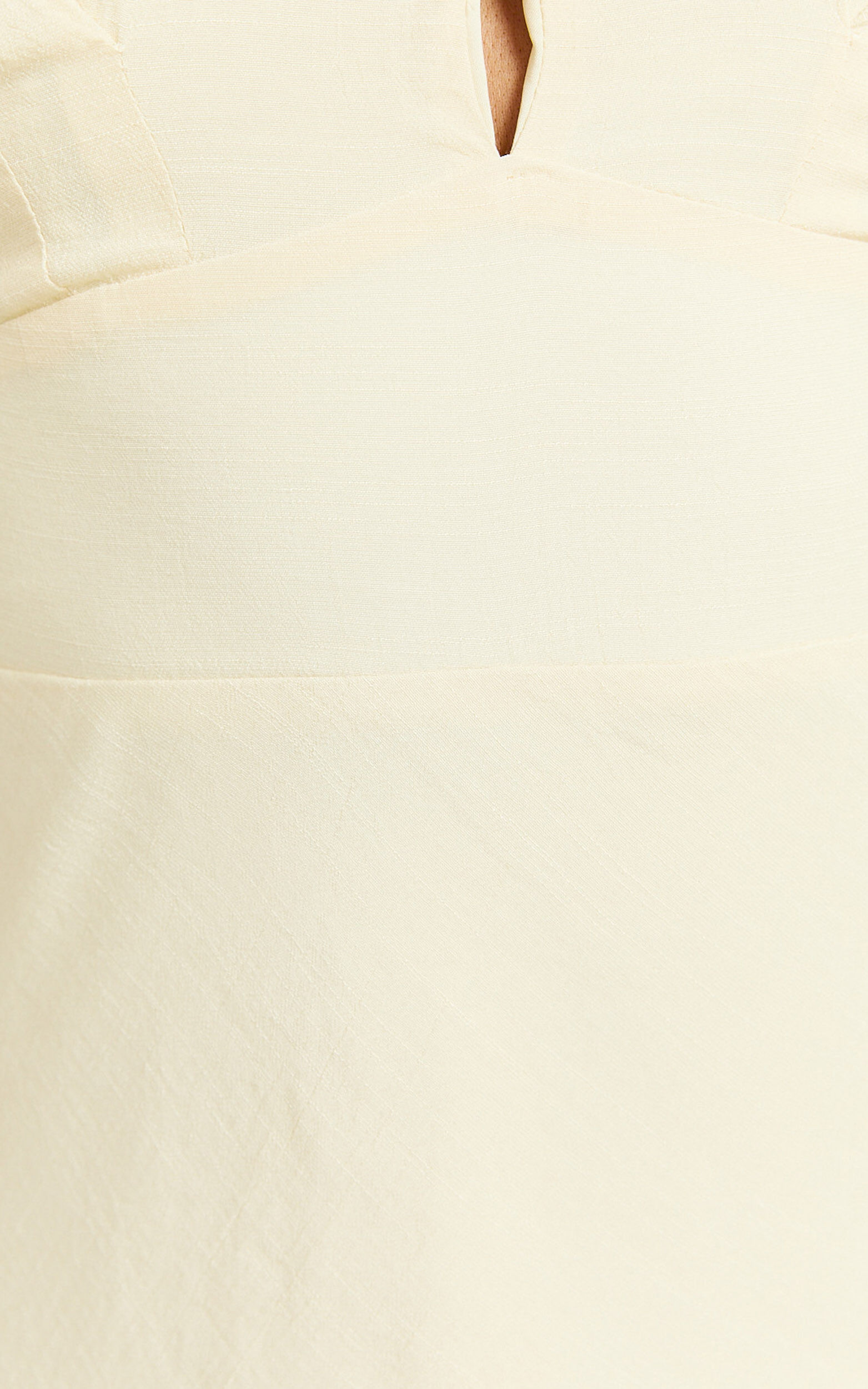 Desiree Midi Dress - V Neck Flutter Short Sleeve Slip Dress in Lemon