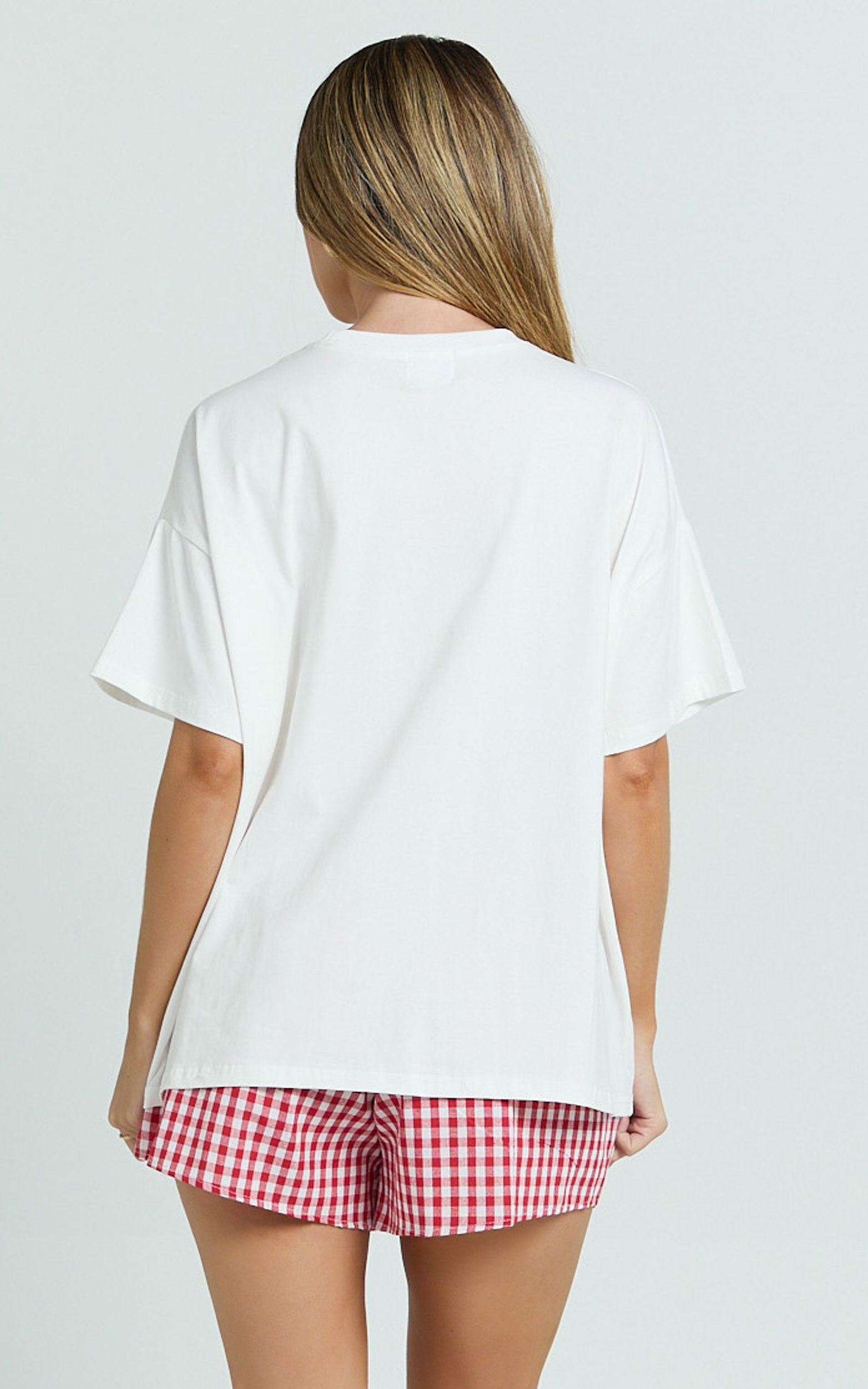 Aurella Two Piece Set - Amalfi T-Shirt Set in White/Red