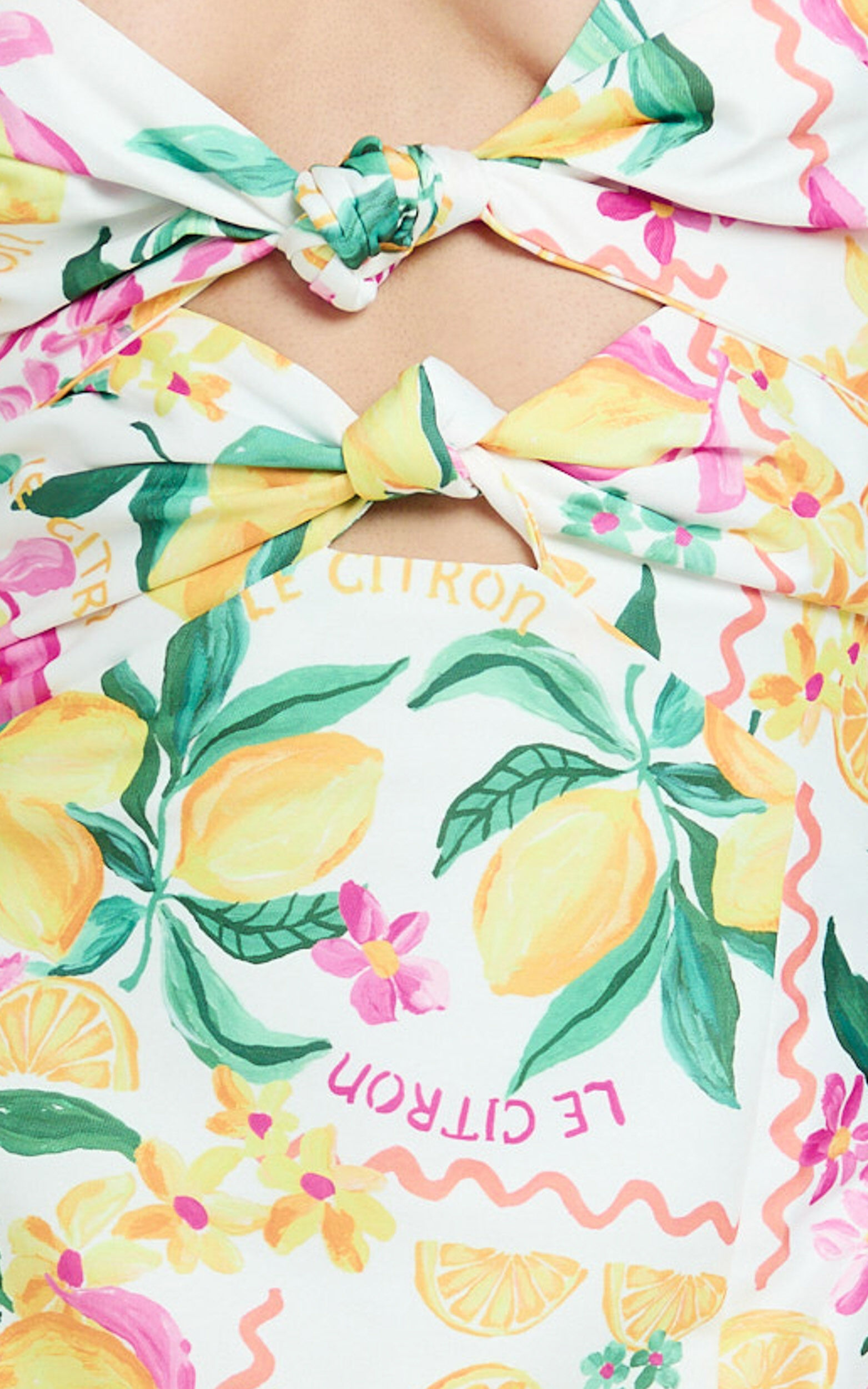 Janice Midi Dress - Knot Detail Front Split Dress in Le Citron