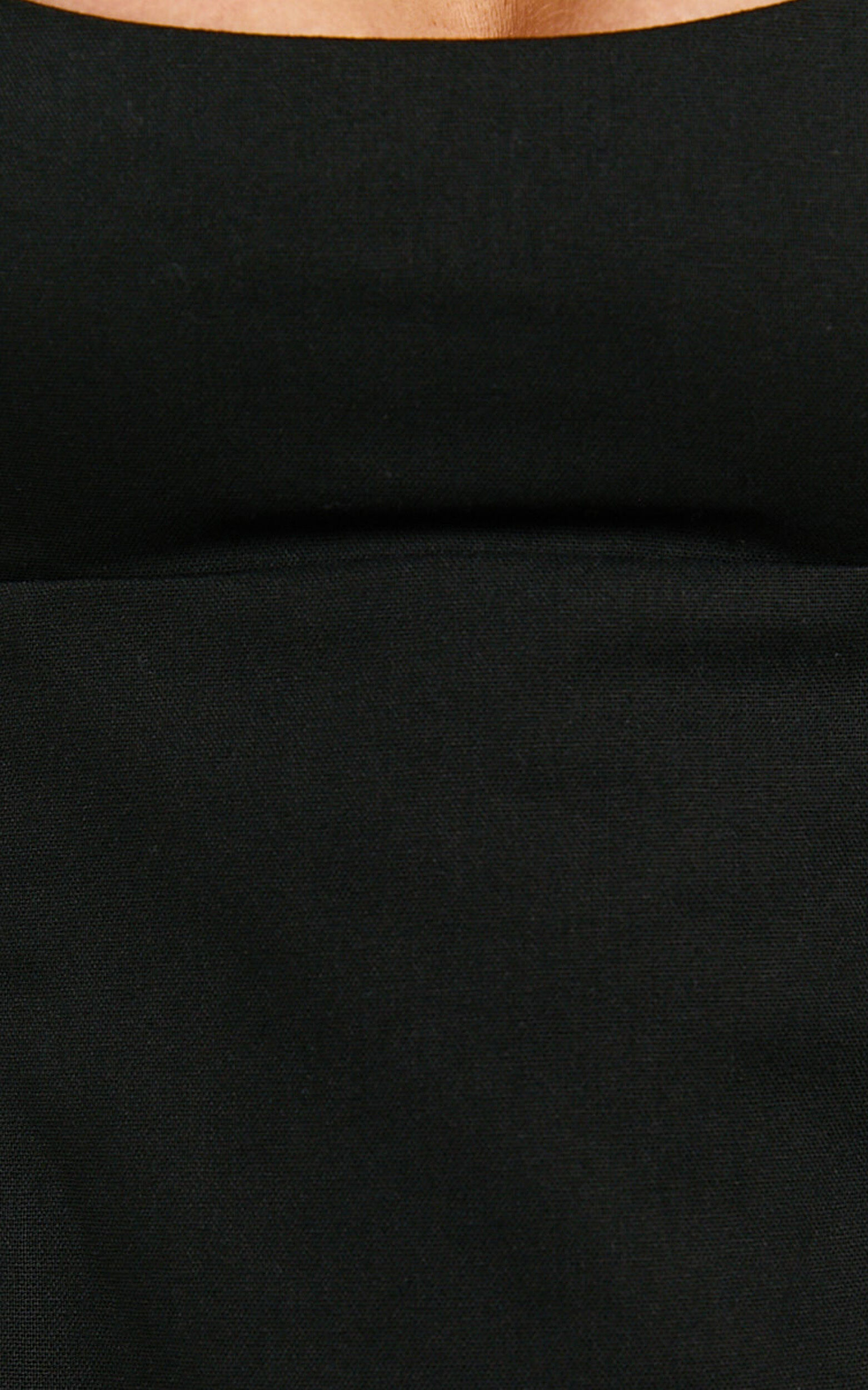 Lillith Mini Linen Dress - Scoop Neck Tie Back Dress in Black