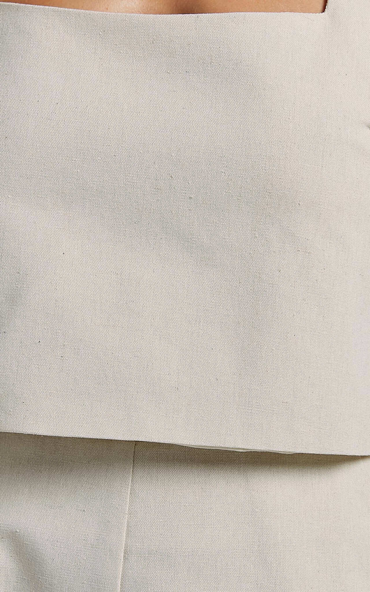 Salvador Two Piece Set - Linen Sleeveless Crop Top and High Waisted Tailored Shorts in Oatmeal