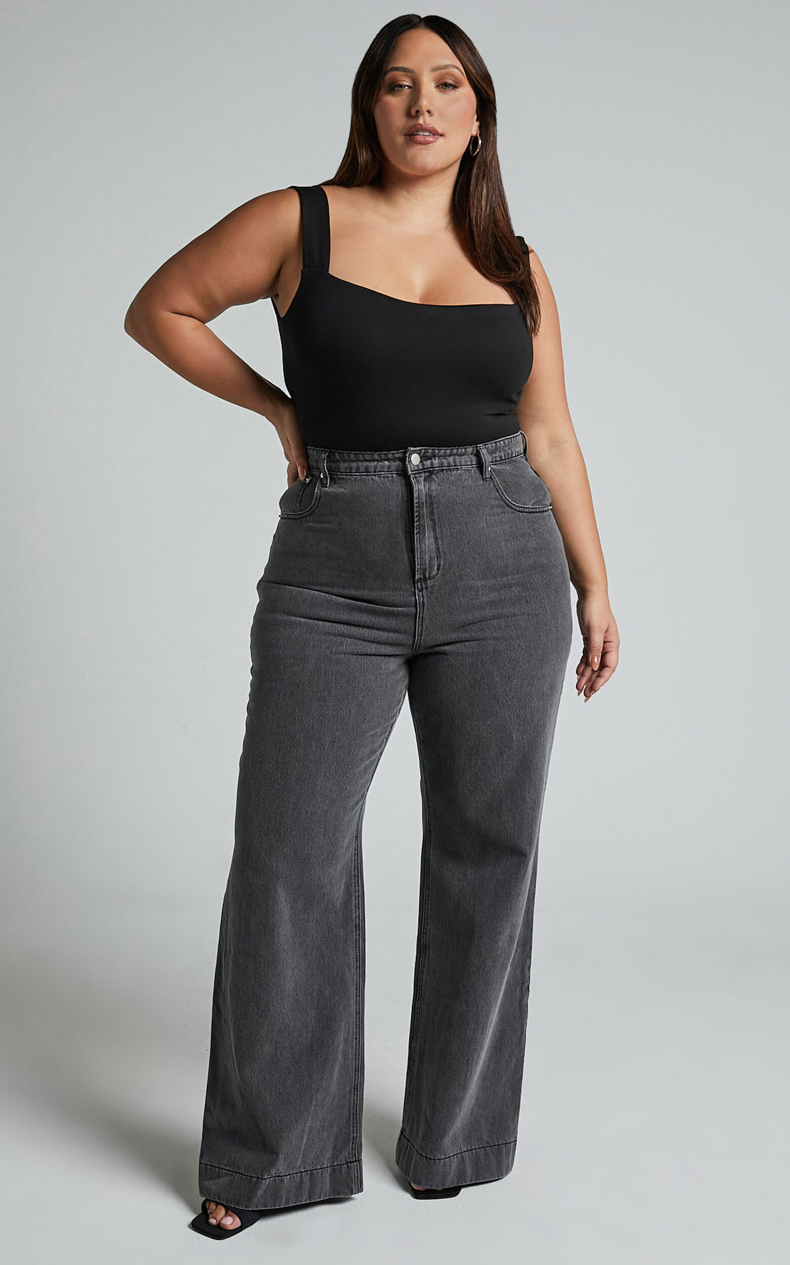 Off My Back Bodysuit - Square Neck Bodysuit in Black