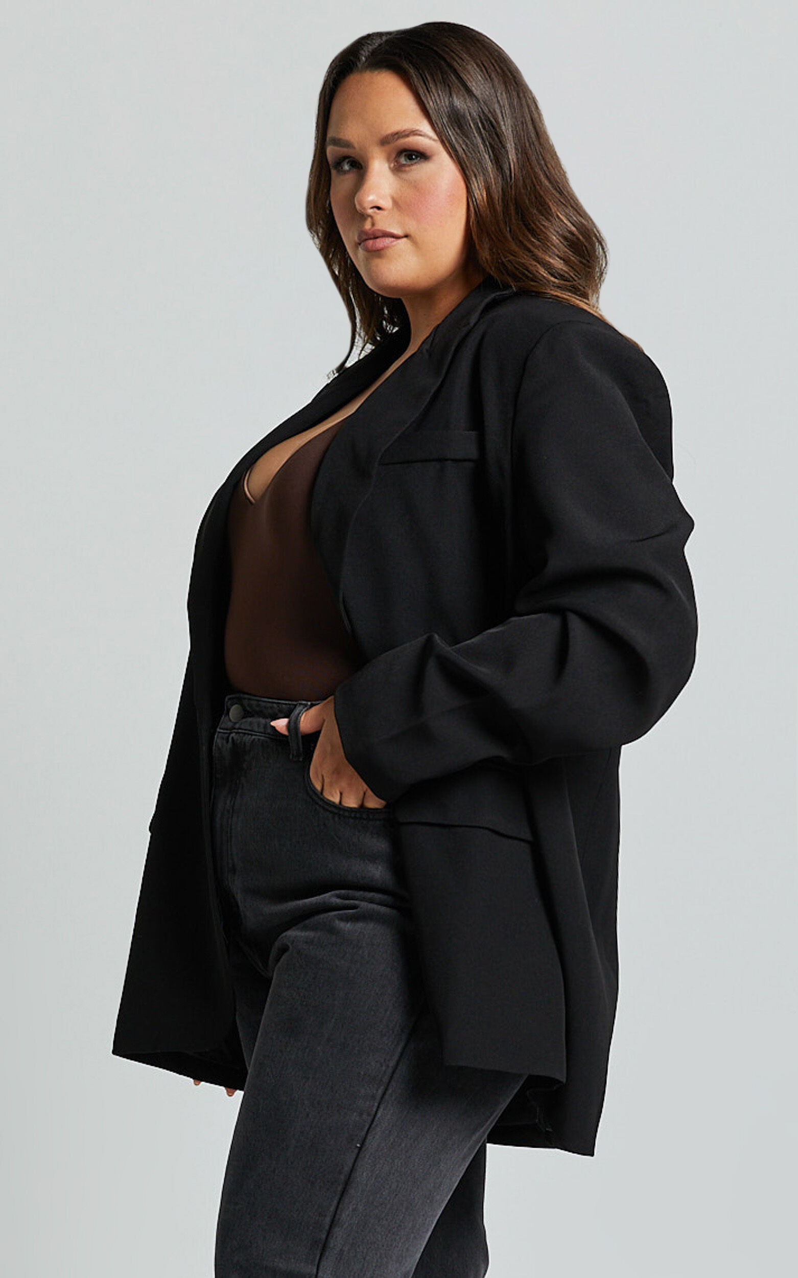 Caralina Blazer - Oversized Single Breasted Blazer in Black