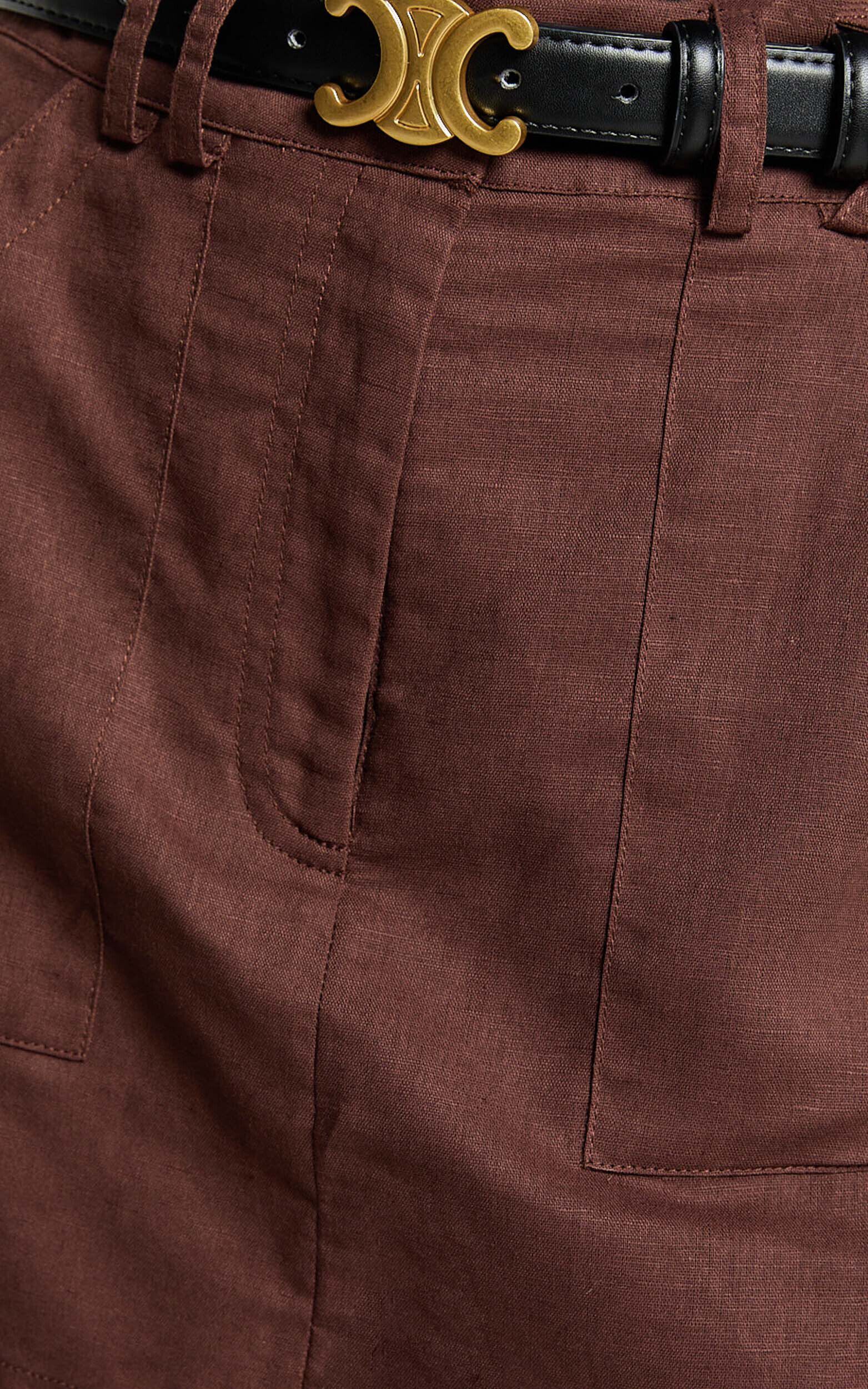 Dream Linen Skort - High Waisted A Line Skort in Brown