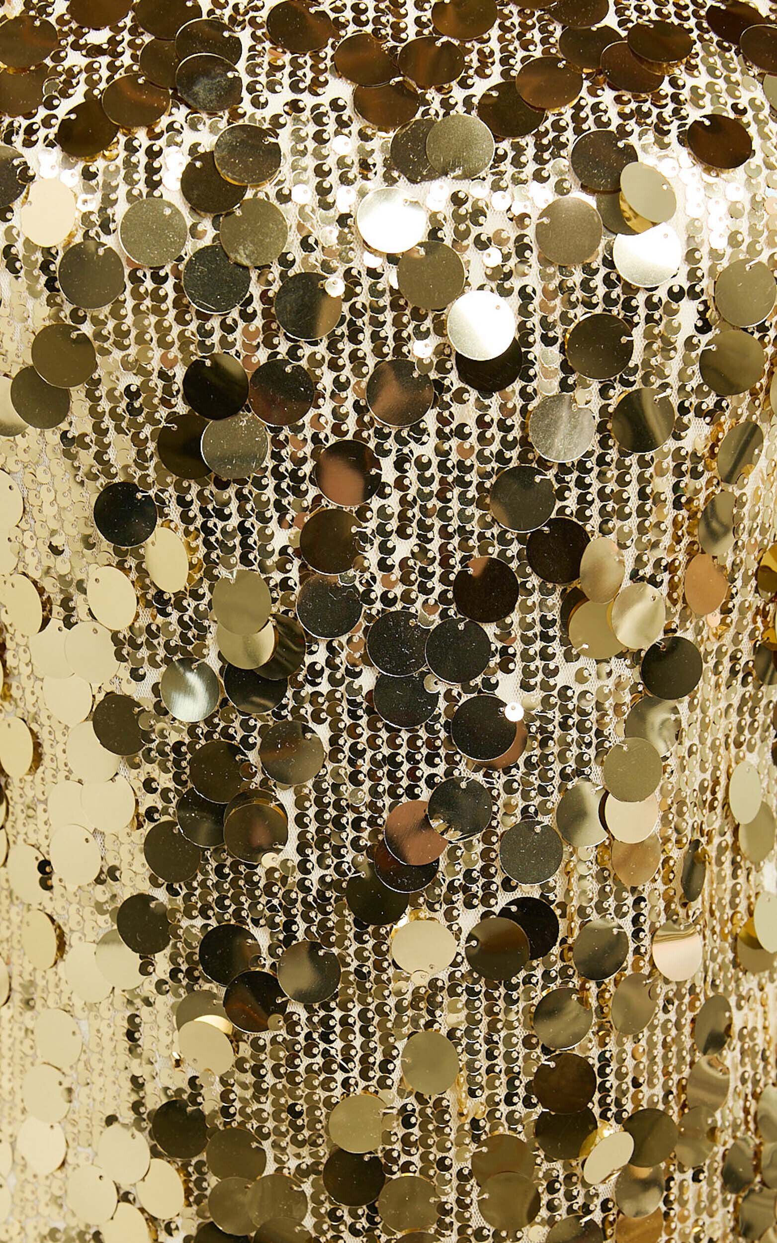 Tracy Mini Dress - Disc Sequin Shift Dress in Gold