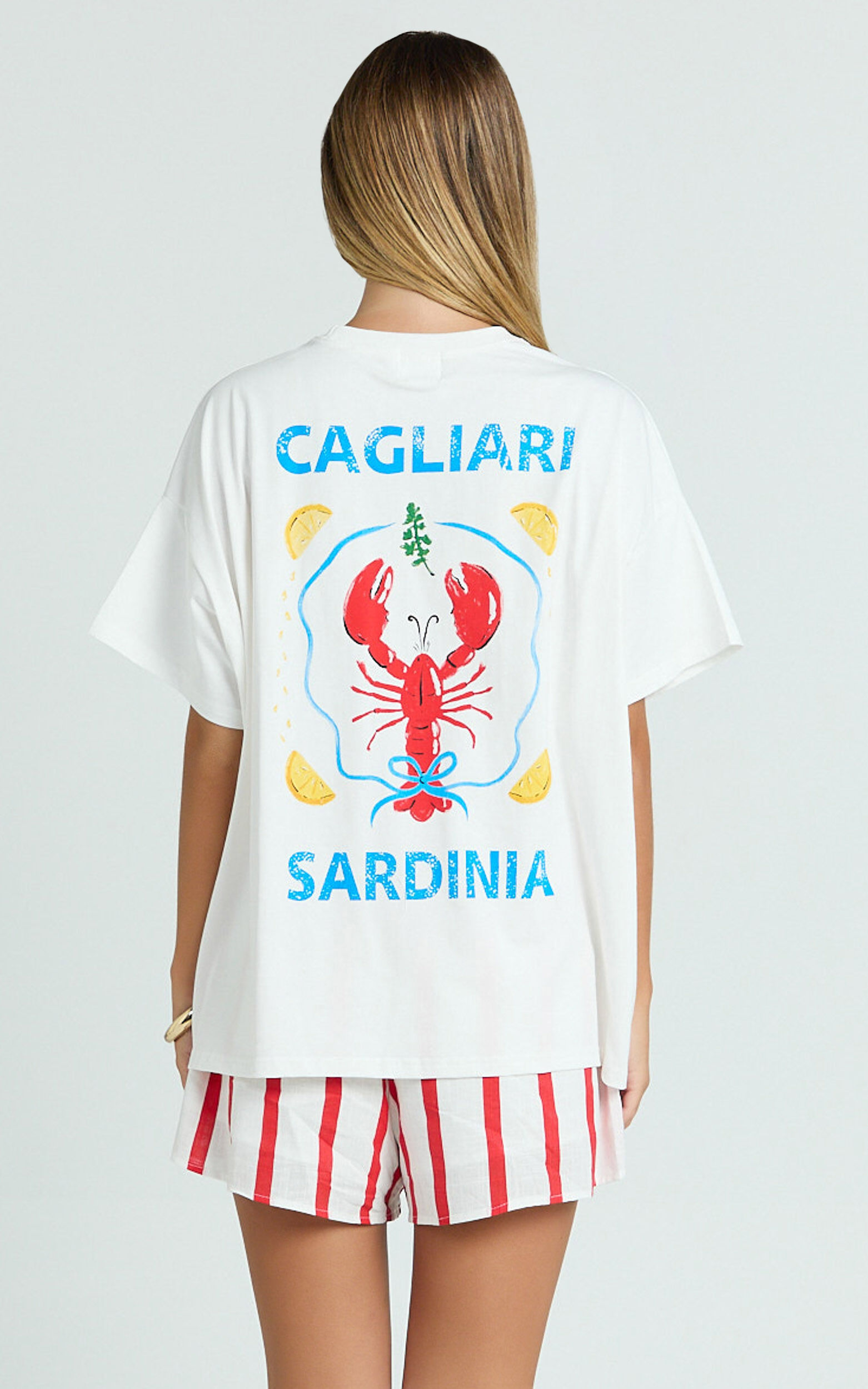 Hina Two Piece Set - Lobster T-Shirt Set in Red/White