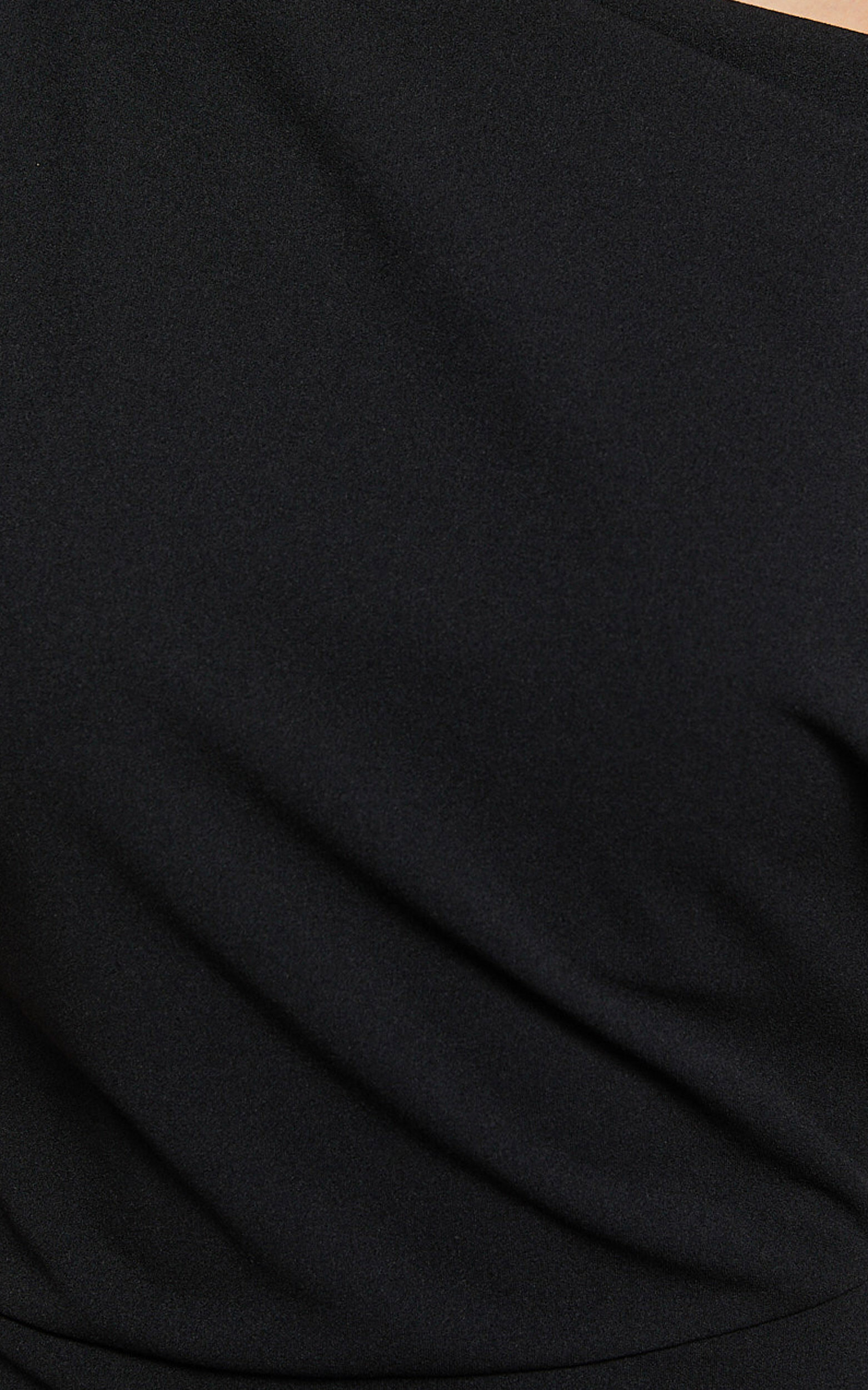 Nalfie Midi Dress - Tipped Shoulder Jersey Drape Dress in Black