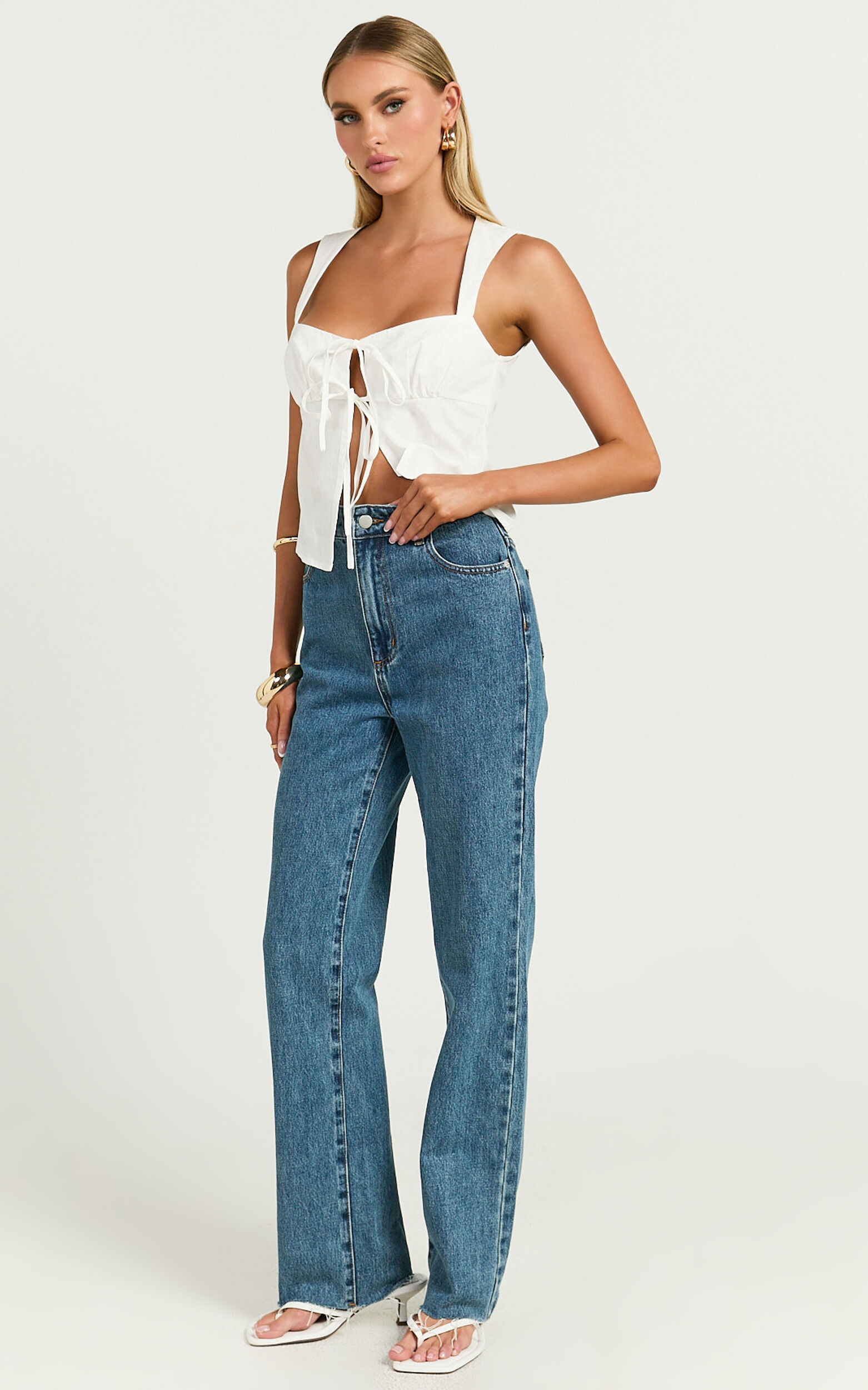 Dexter Jeans - High Waisted Straight Leg Denim Jeans in Dark Blue Wash