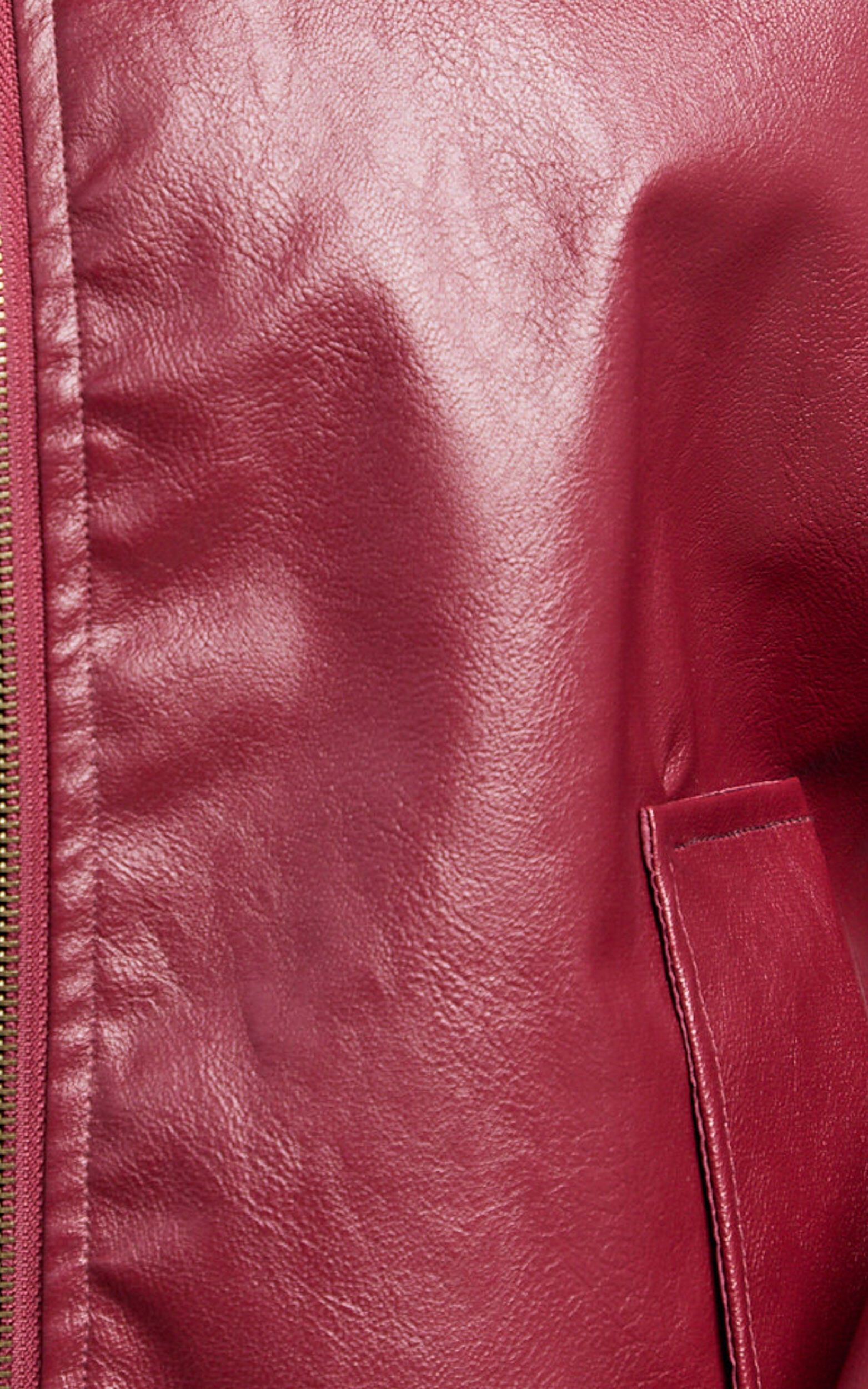 Chloe Jacket - Faux Leather Bomber Jacket in Wine