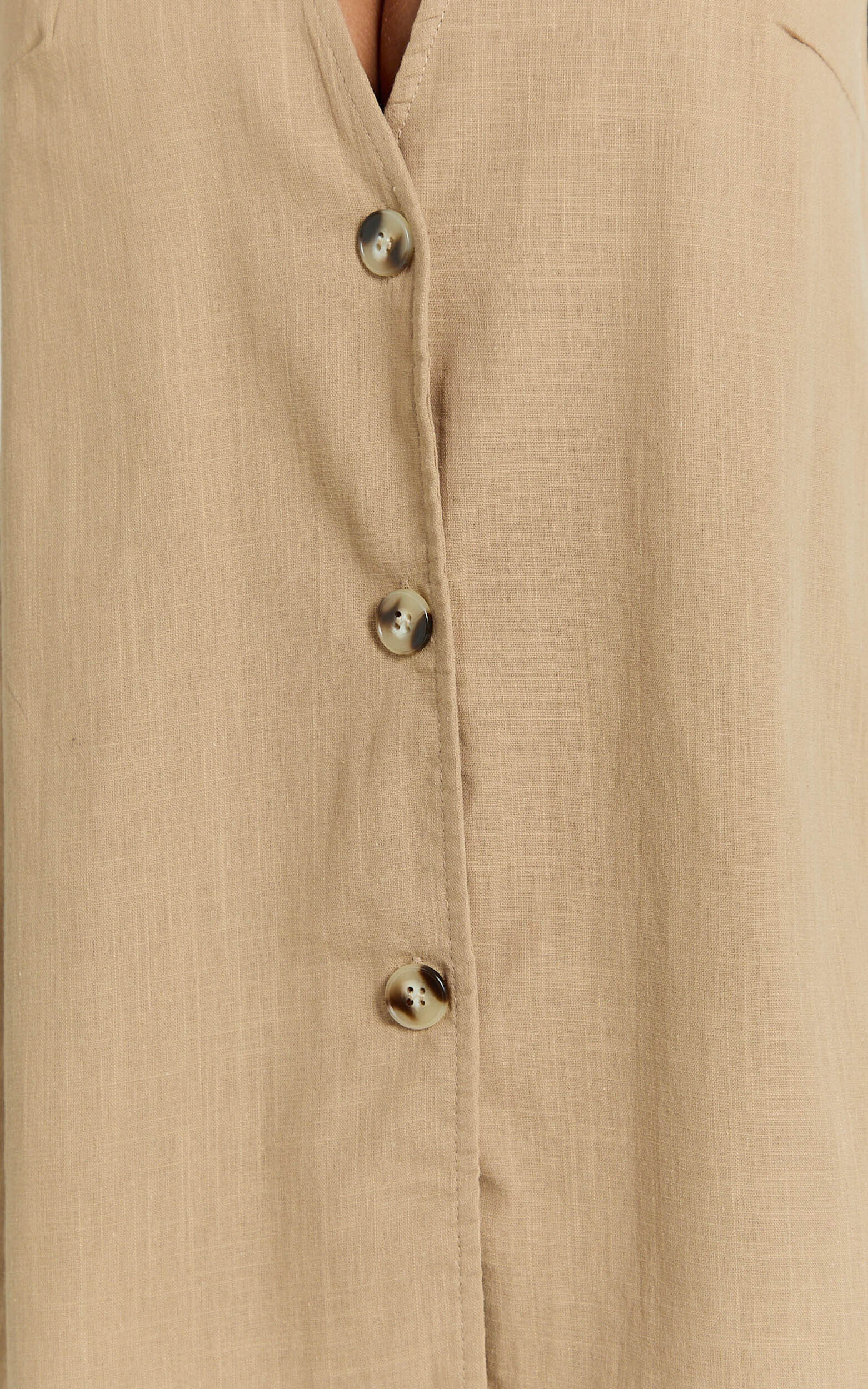 Devon Two Piece Set - Open Side Detail Top & Short Linen Set in Biscuit