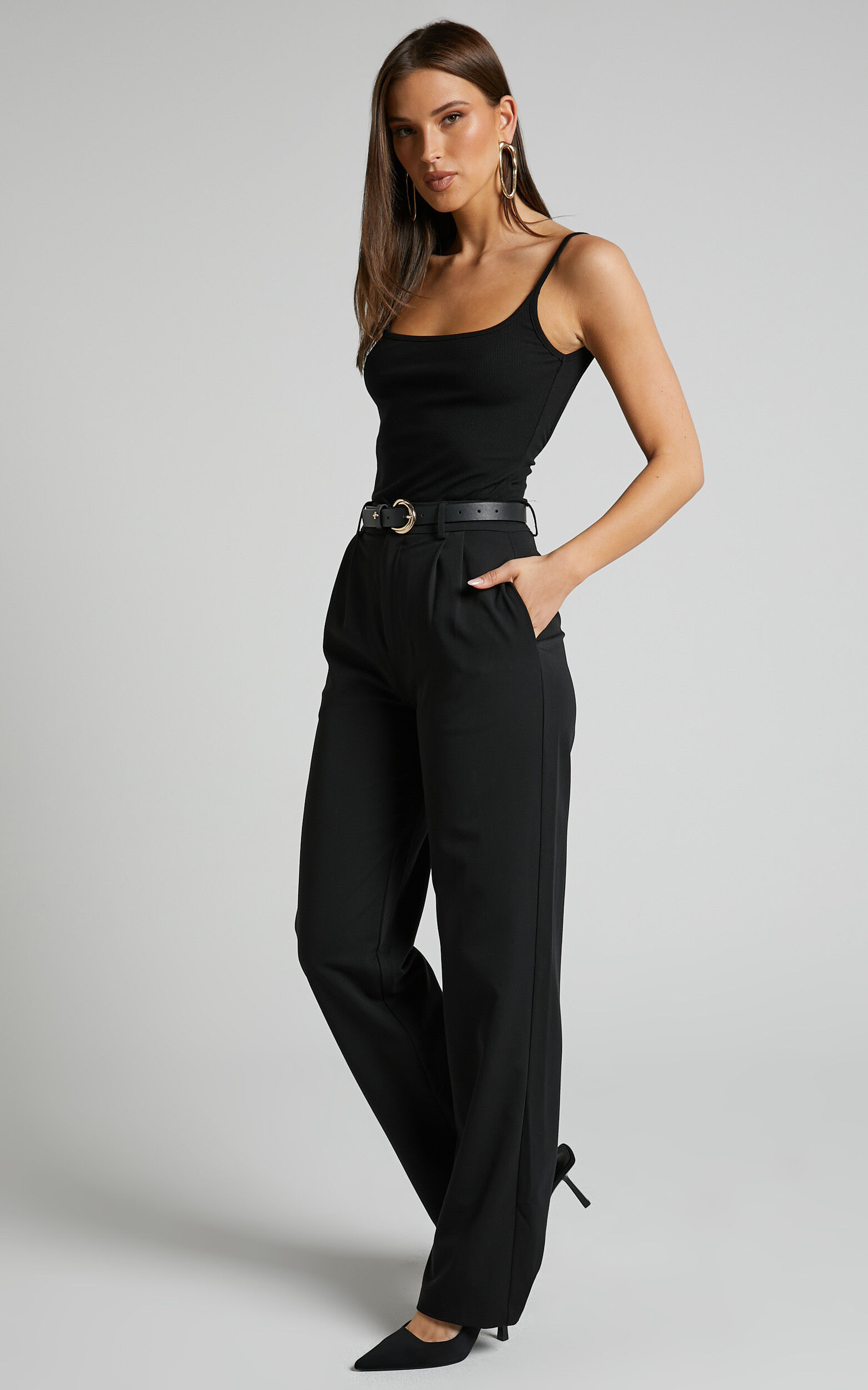 Lorcan Pants - High Waisted Tailored Pants in Black