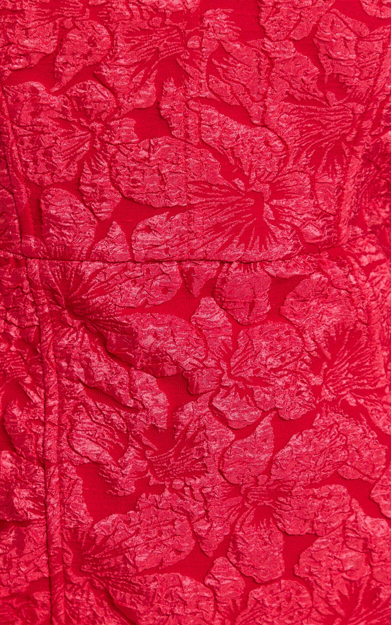 Brailey Mini Dress - Strapless Dress in Red Jacquard