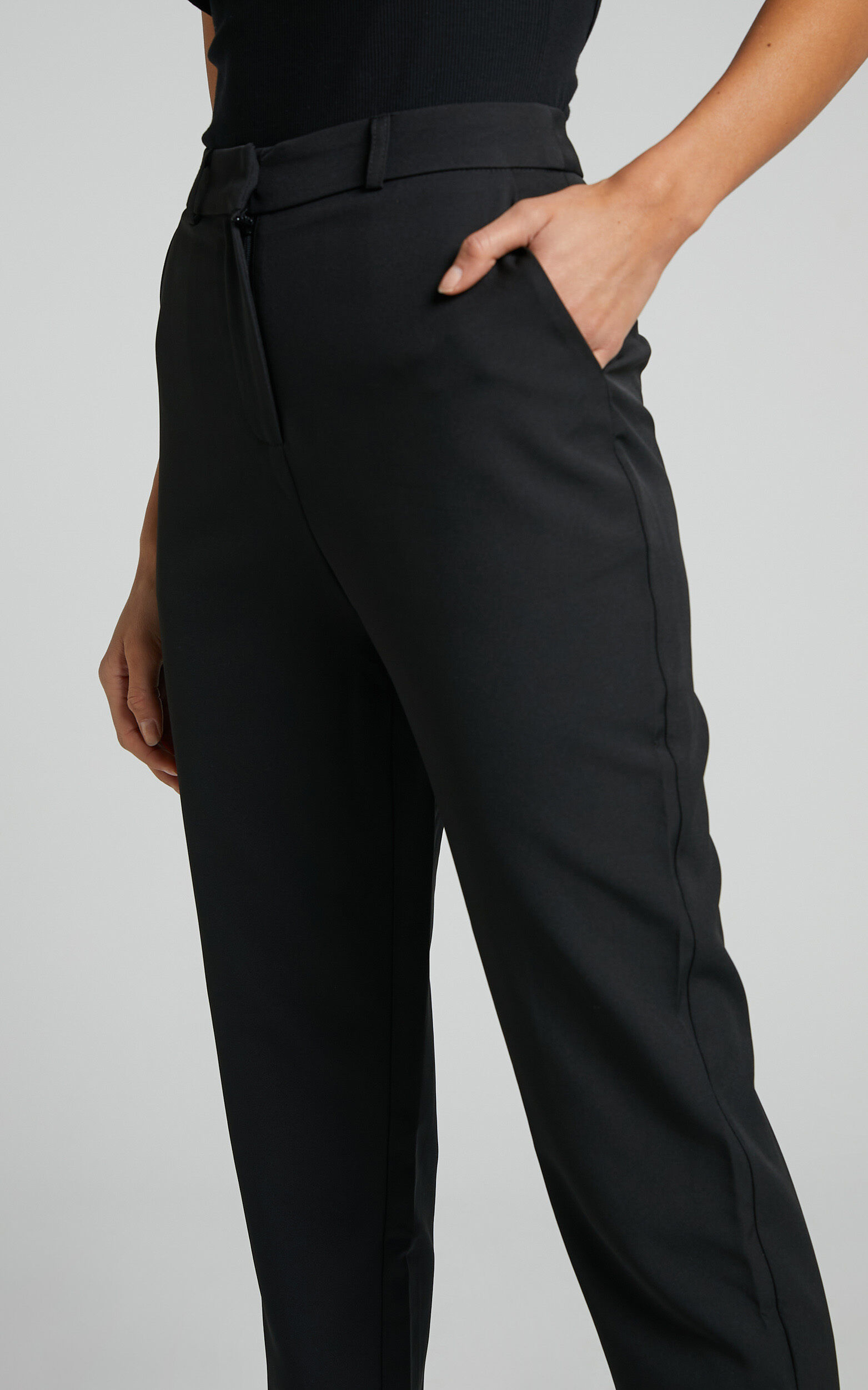 Hermie Pants - High Waisted Cropped Tailored Pants in Black