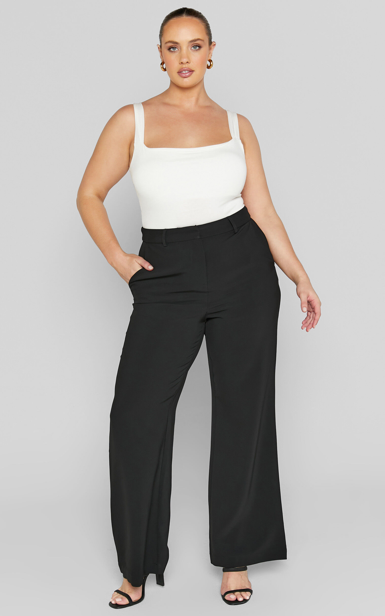 Bonnie Pants - High Waisted Tailored Wide Leg Pants in Black