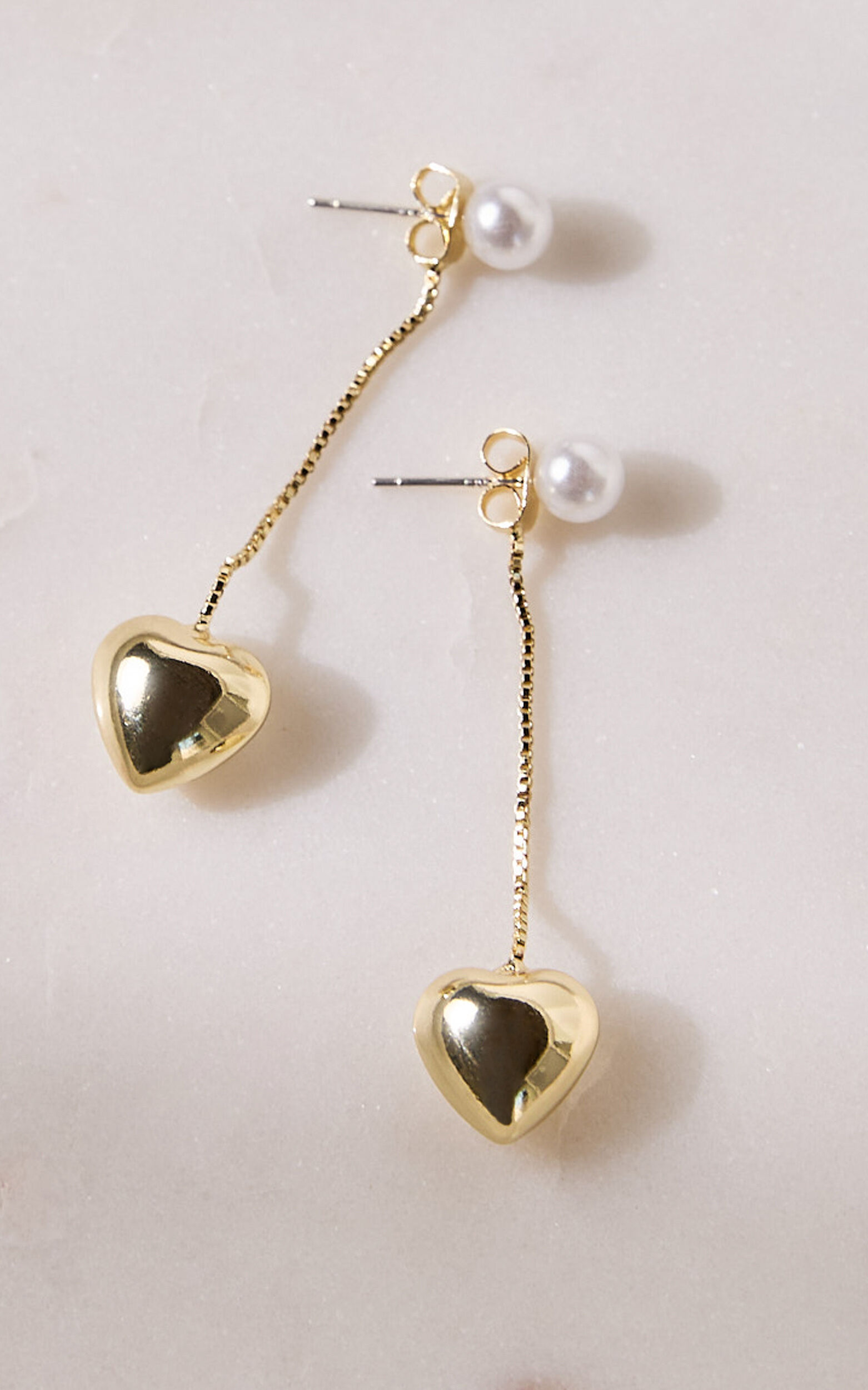 Bella Earrings - Drop Heart Pendant Earrings in Gold