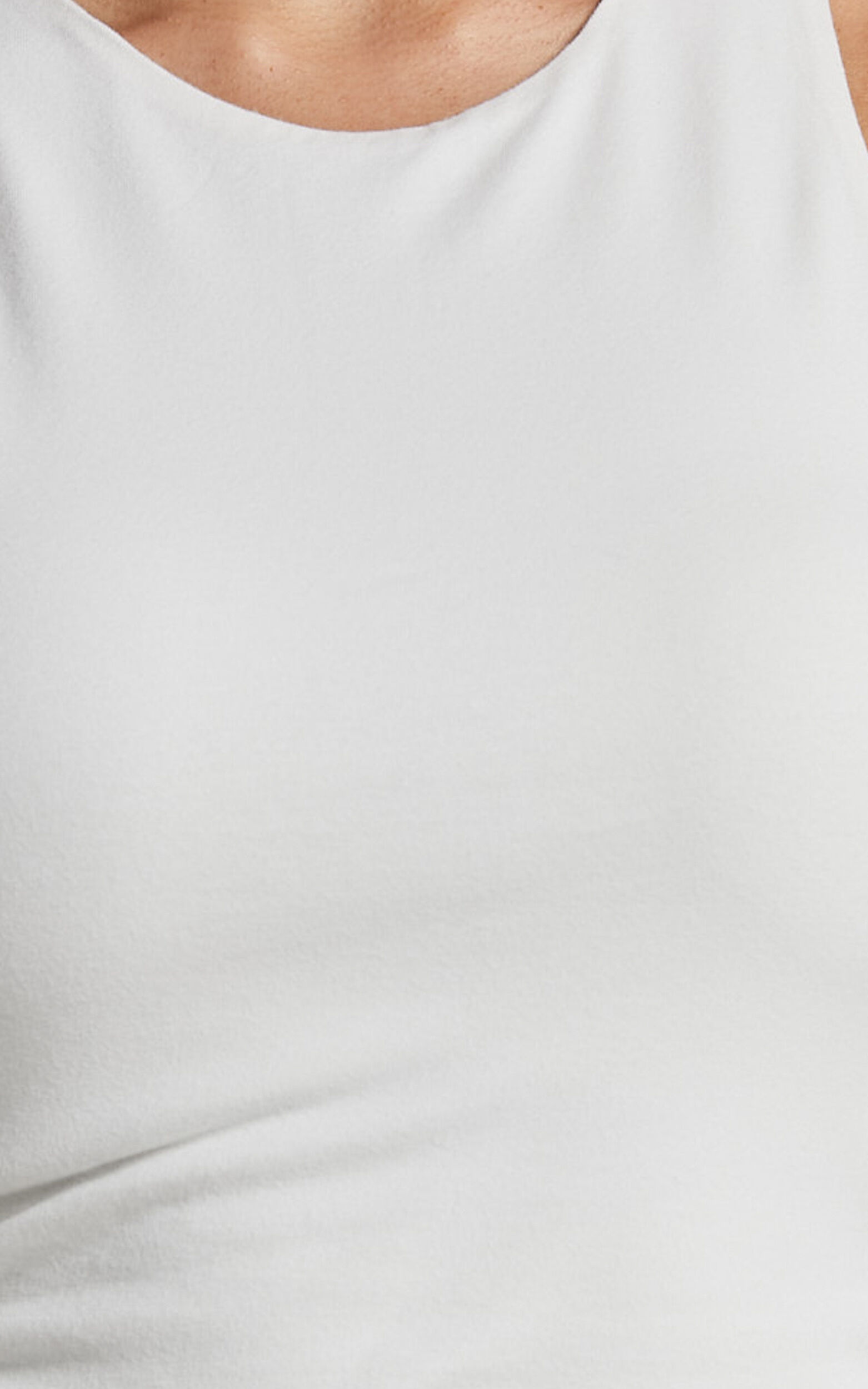 Cardella Tank - Jersey Long Line Scoop Neck Top in White