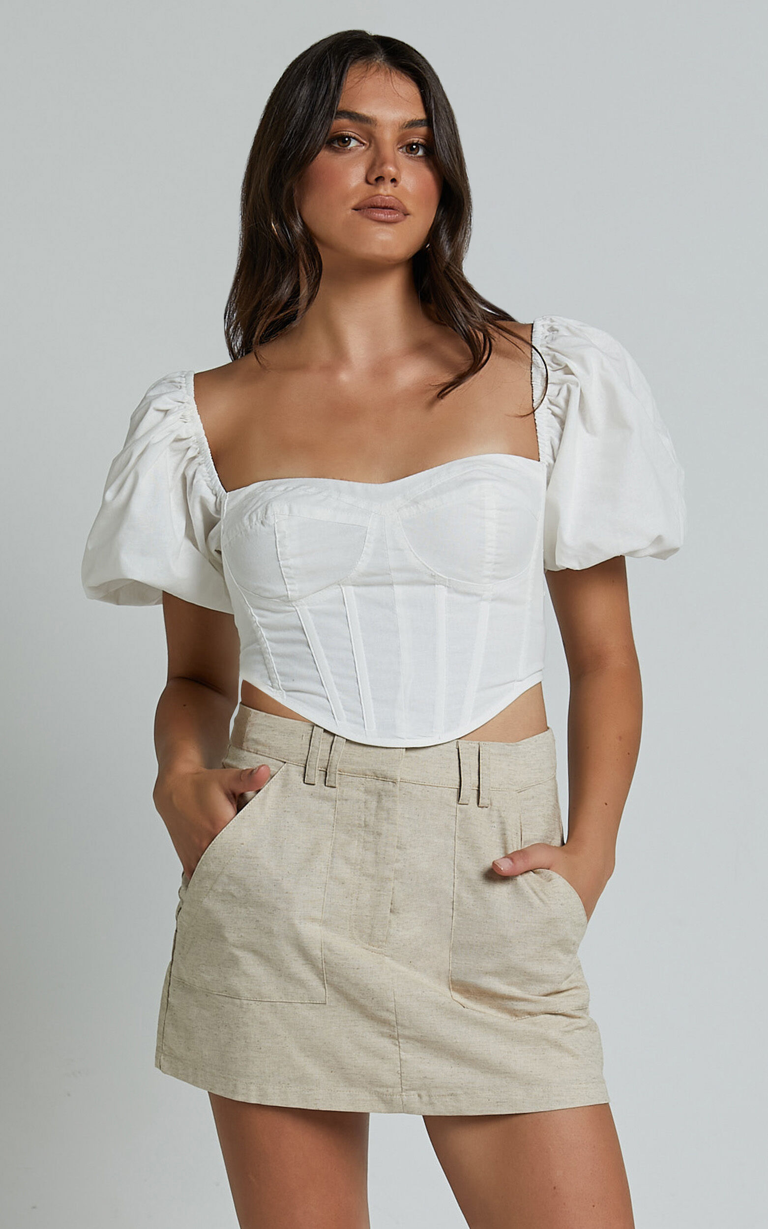 Dream Linen Skort - High Waisted A Line Skort in Natural