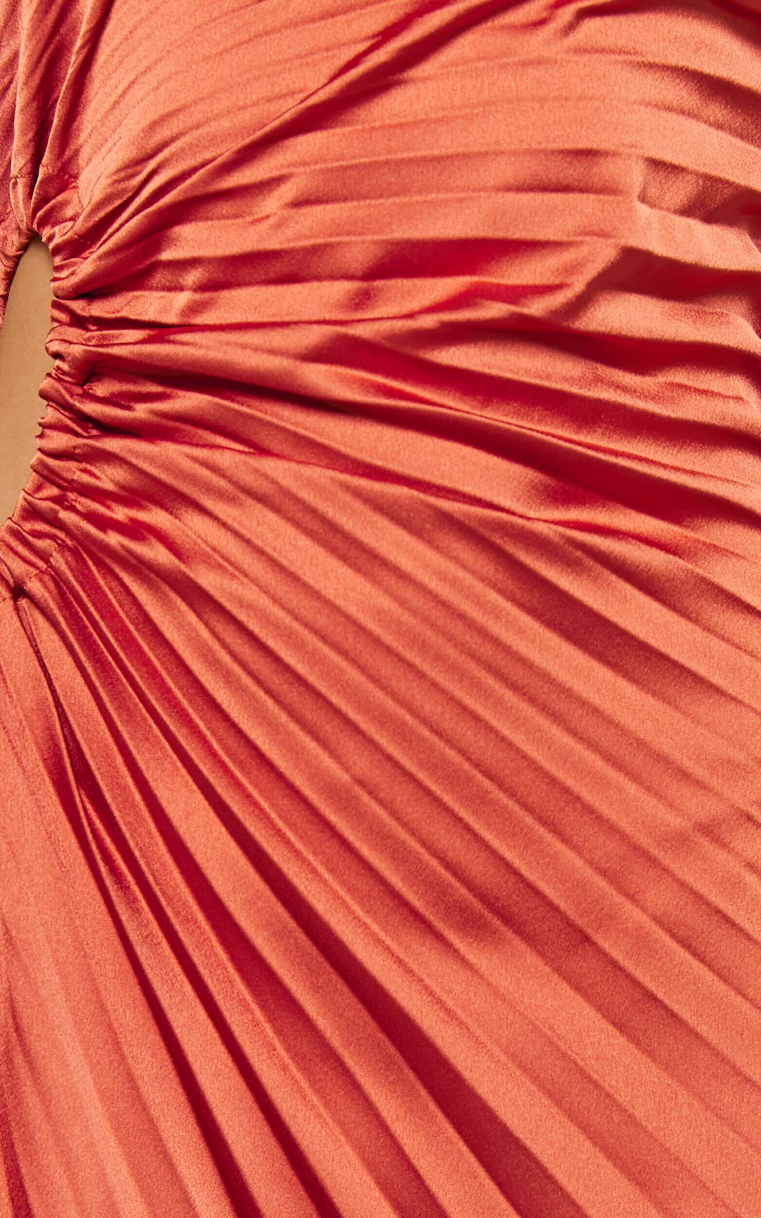 Kitsune Maxi Dress - One Shoulder Cut Out Dress in Copper