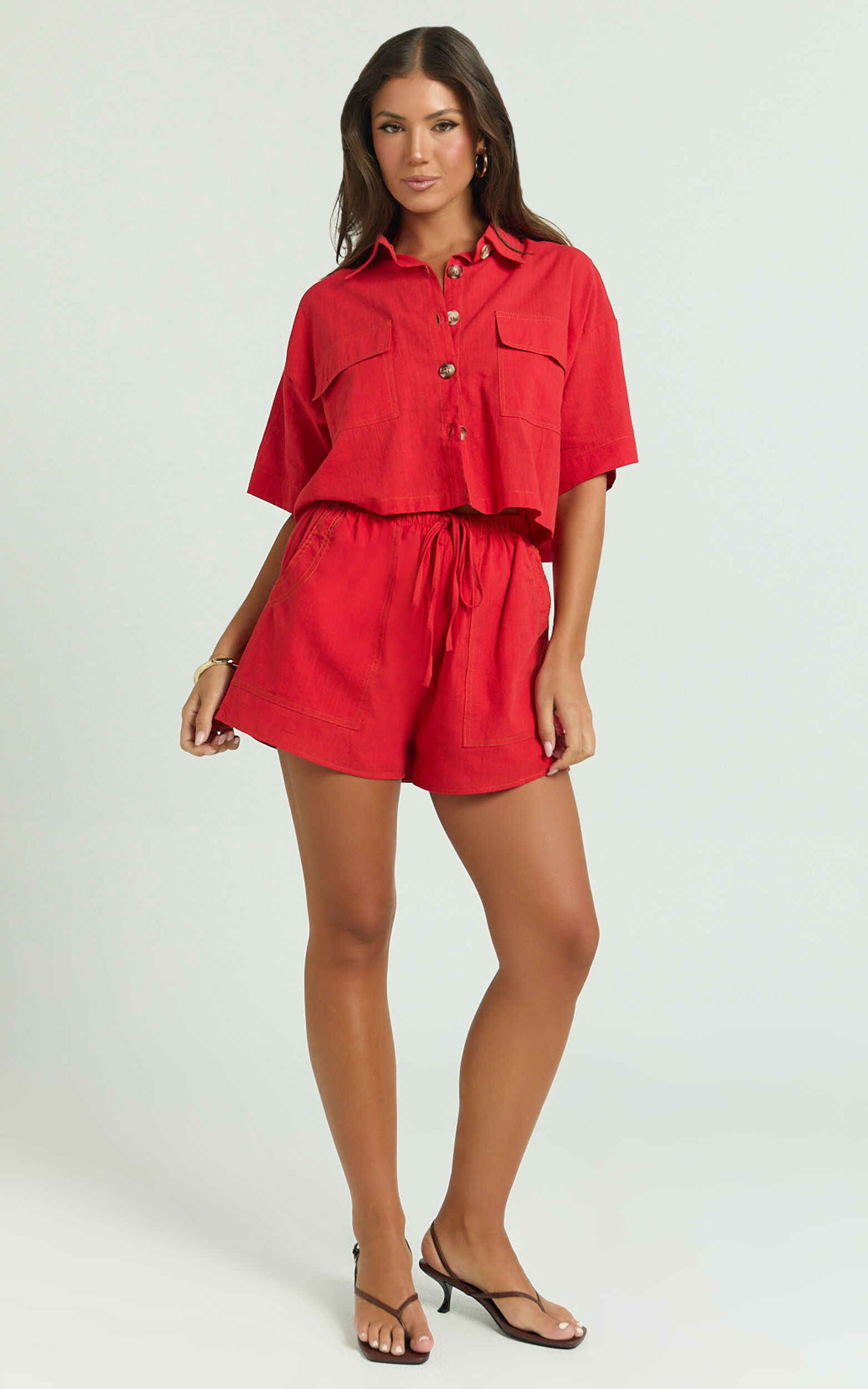Adana Two Piece Set - Crop Two Piece Set in Red