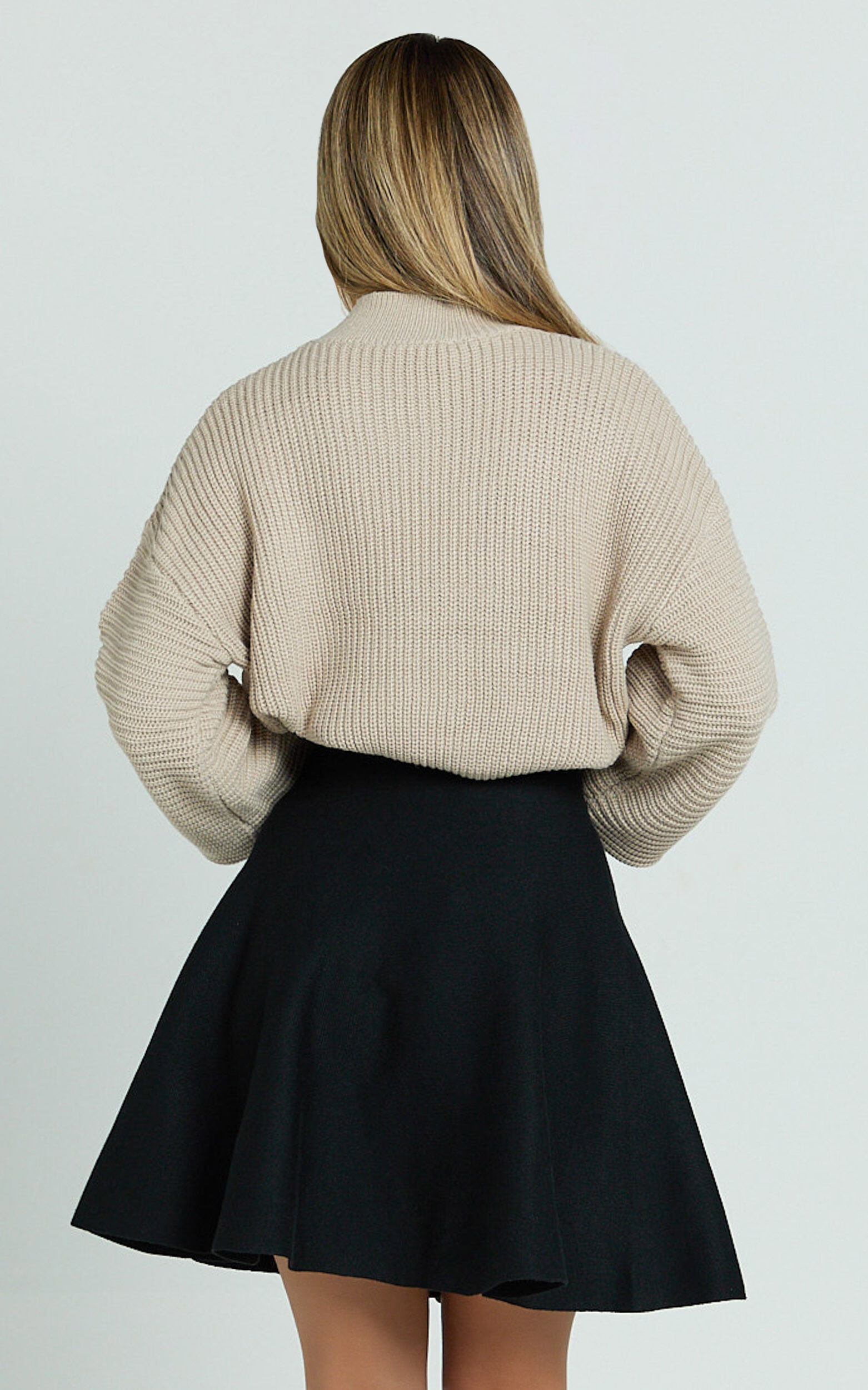 Farrah Mini Skirt - High Waisted A Line Skirt in Black