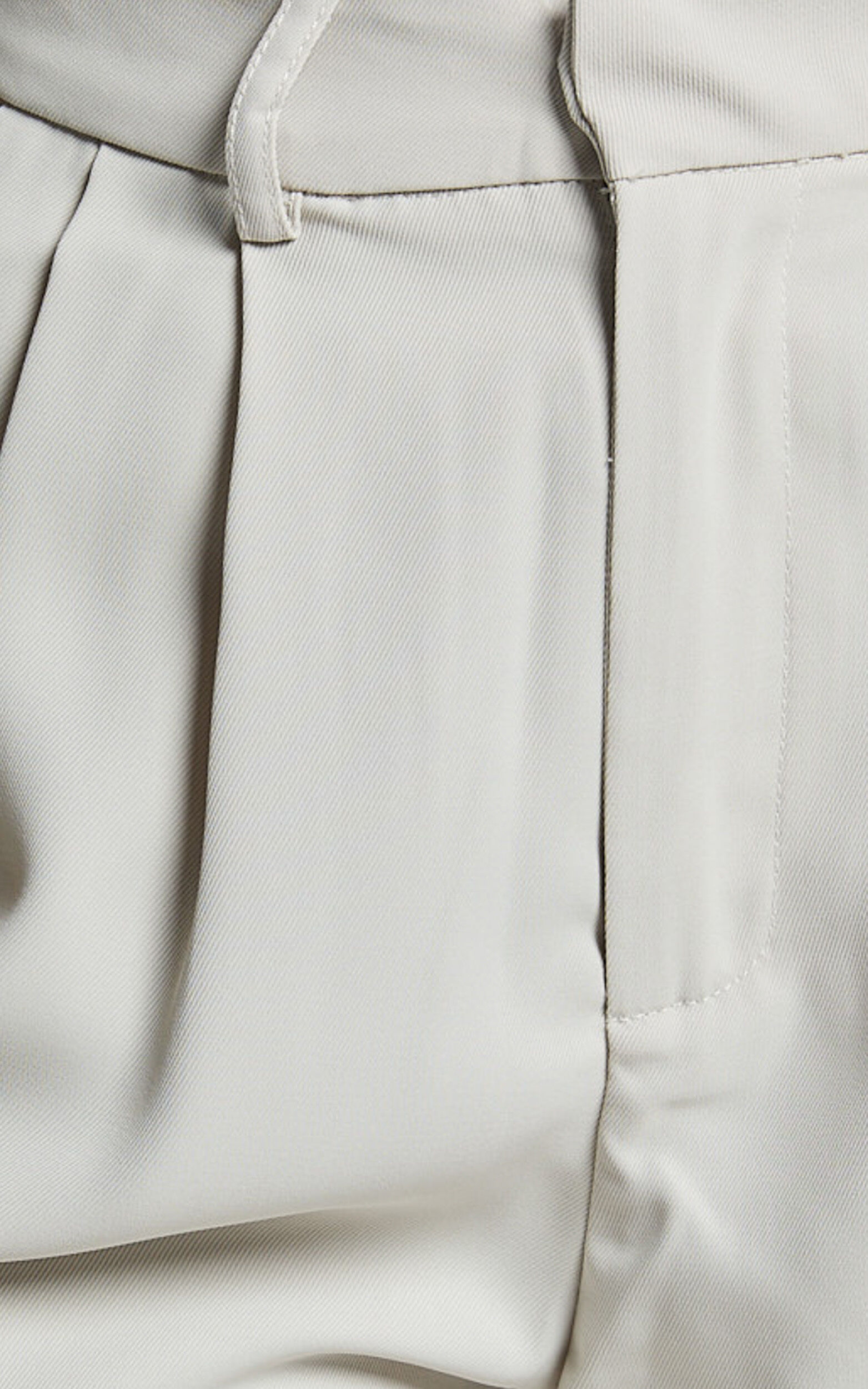 Gwyneth Pants - Mid Waist Tailored Trousers in Stone