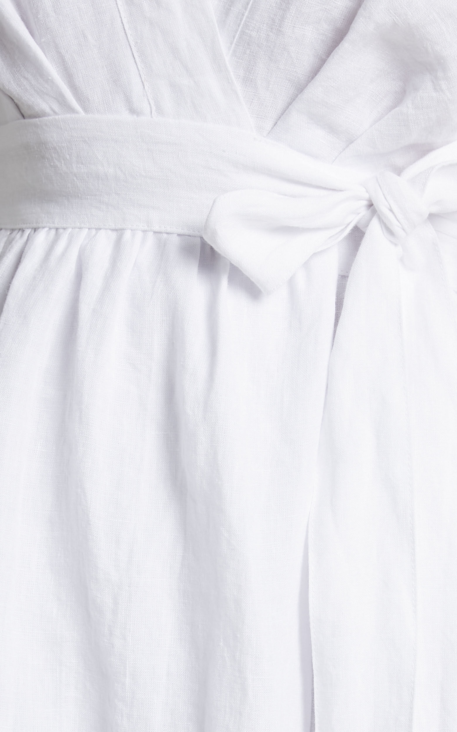 Amalie The Label - Franc Linen Puff Sleeve Wrap Midi Linen Dress in White