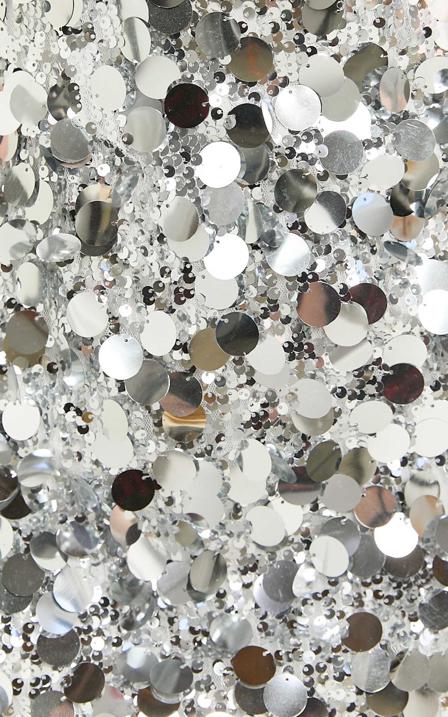 Cleo Mini Dress - Circle Sequin Mini Dress in Silver