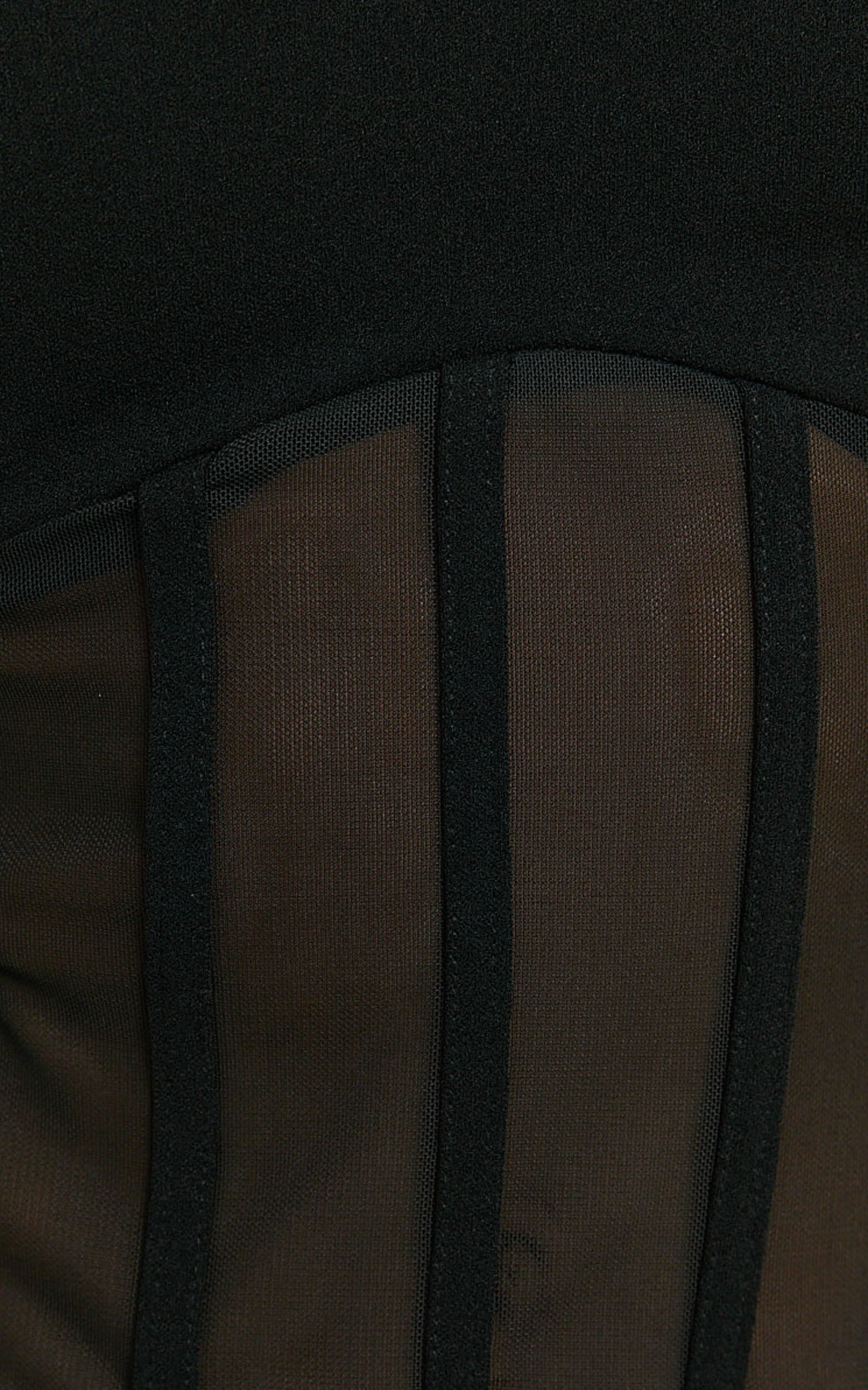 Cheryth Bodysuit - V Neck Strappy Sheer Corset Bodysuit in Black