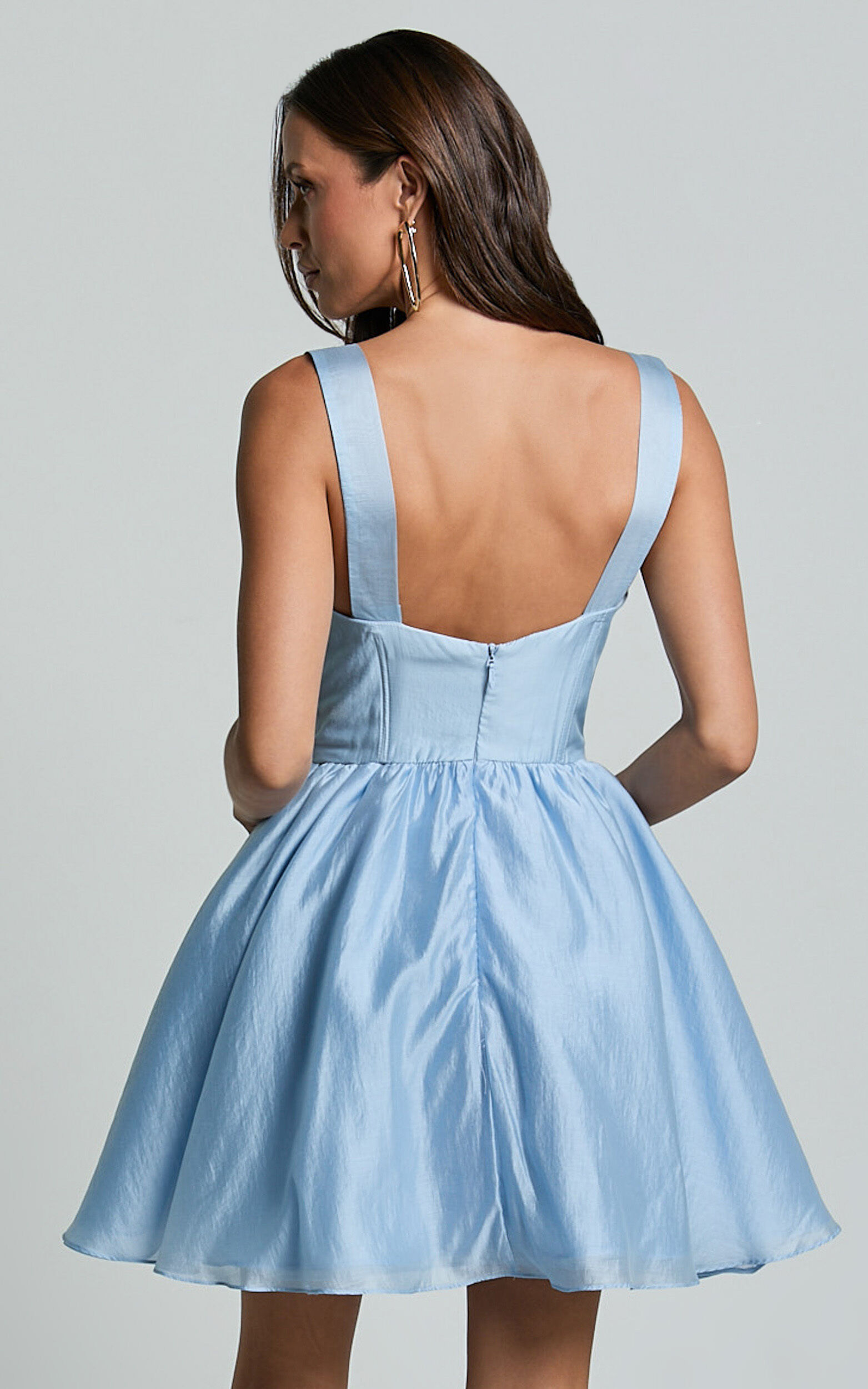 Amalie The Label - Lilou Flower Detail Corset Mini Dress in Light Blue