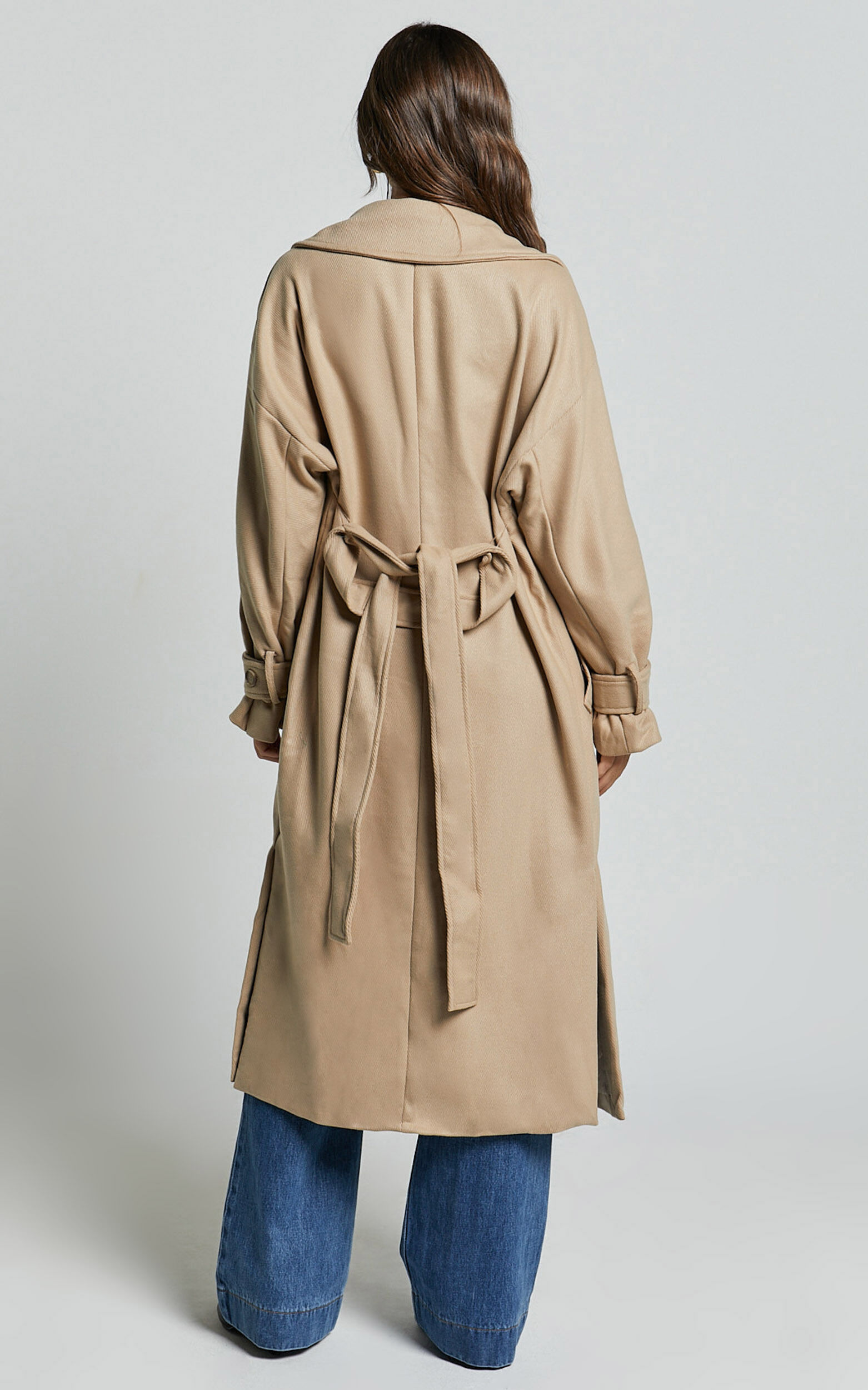 Mella Coat - Belted Longline Coat in Camel
