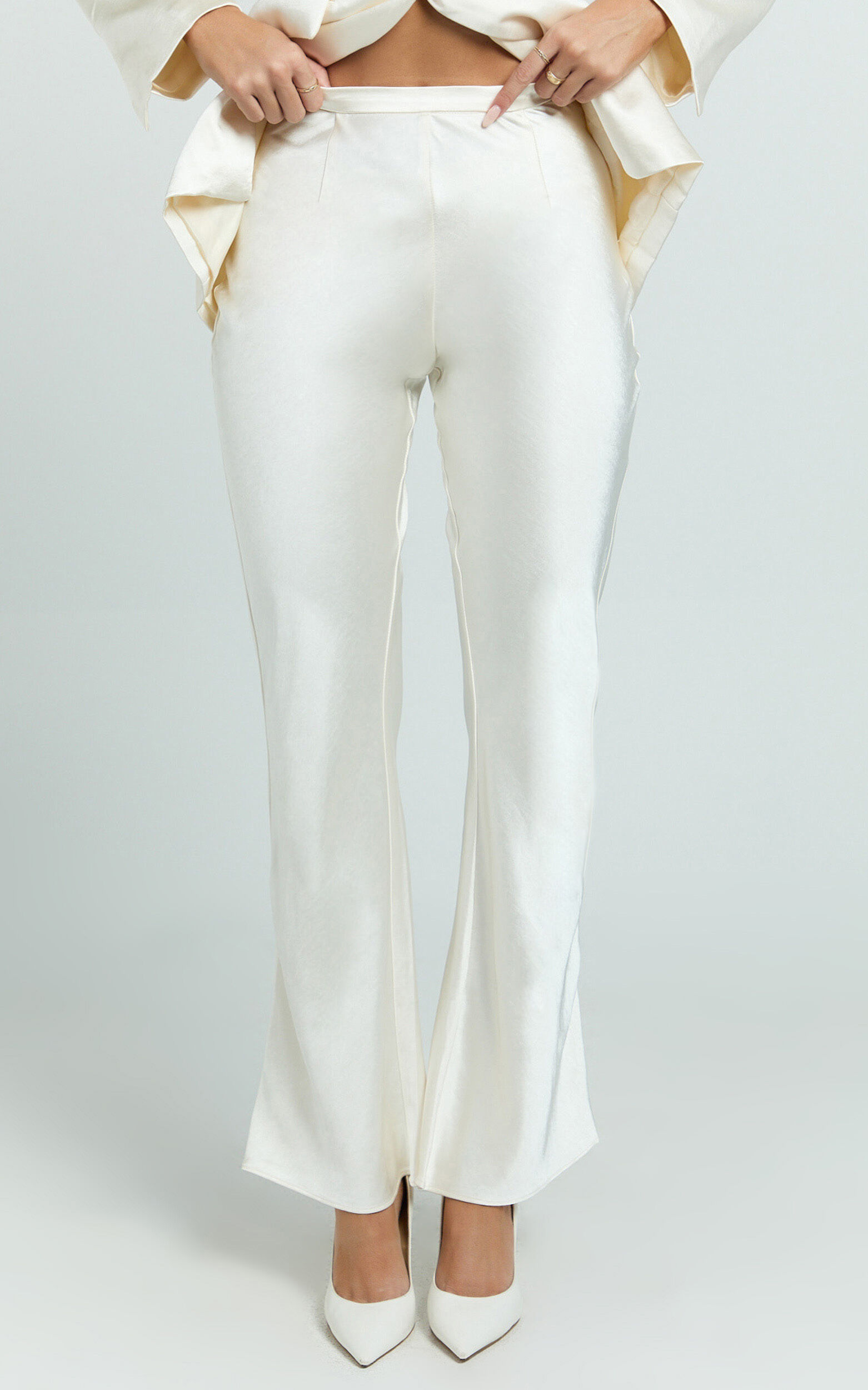 Jagger Pants - Flared Bias Cut Pants in Pearl