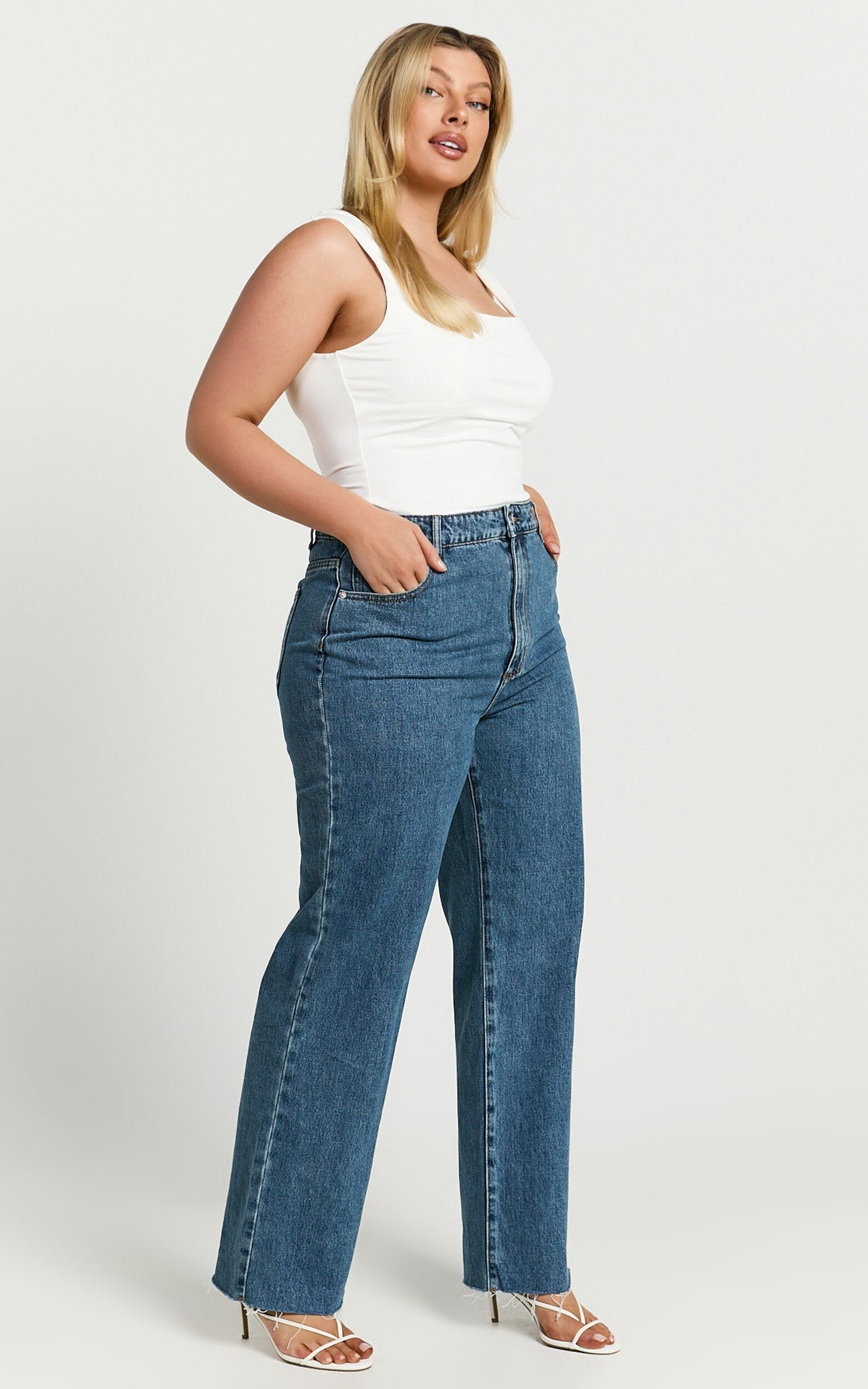 Dexter Jeans - High Waisted Straight Leg Denim Jeans in Dark Blue Wash