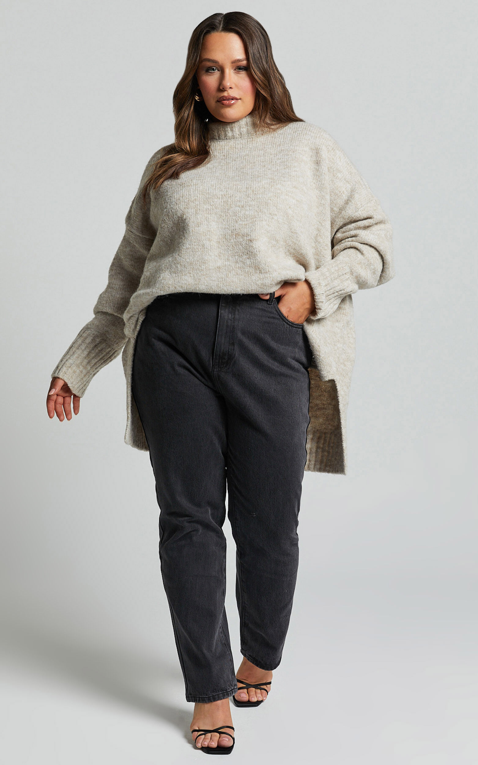 Luella Jumper - Oversized Turtle Neck Jumper in Oatmeal