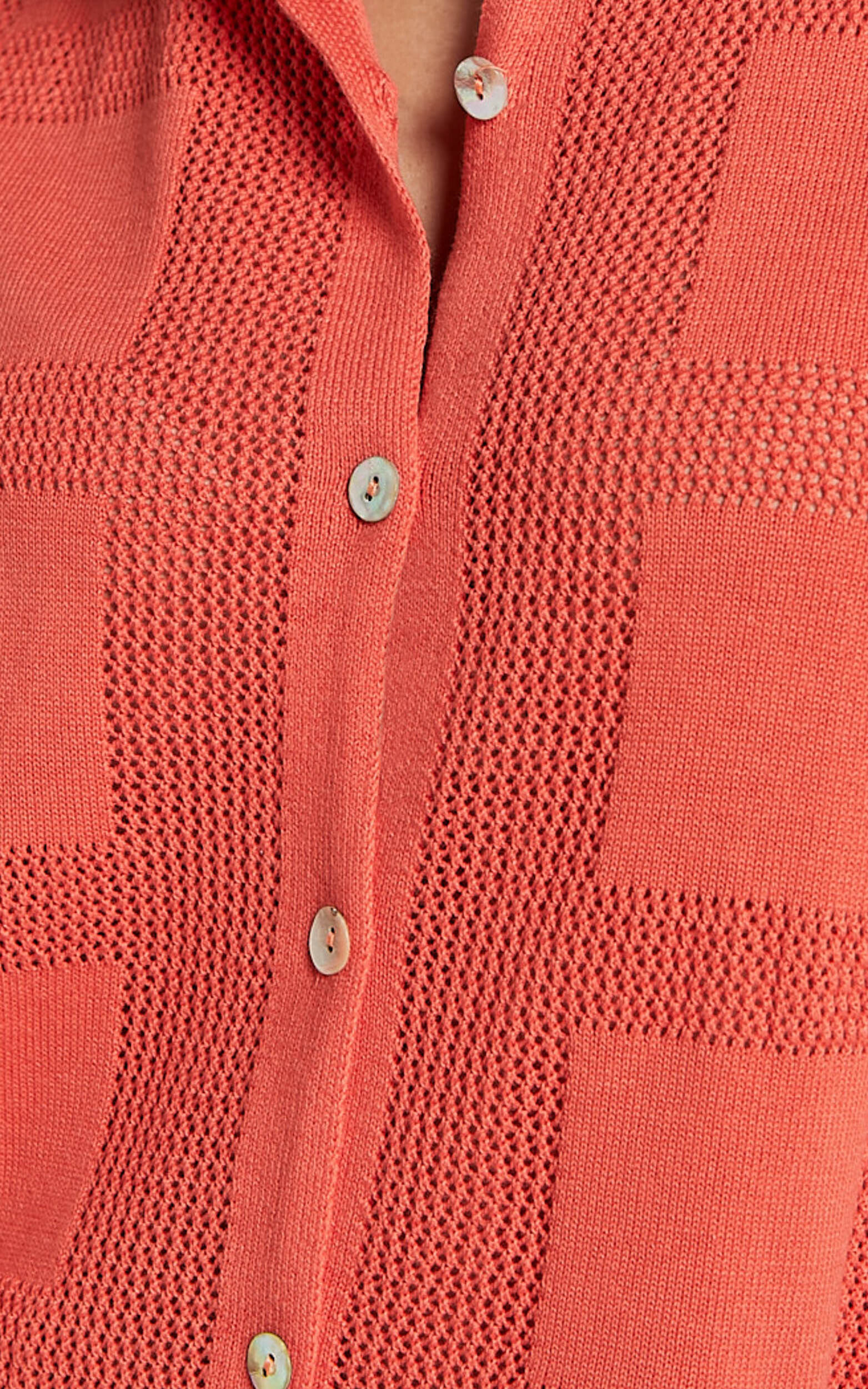 Tully Mini Dress - Knitted Button Through Shift Dress in Coral