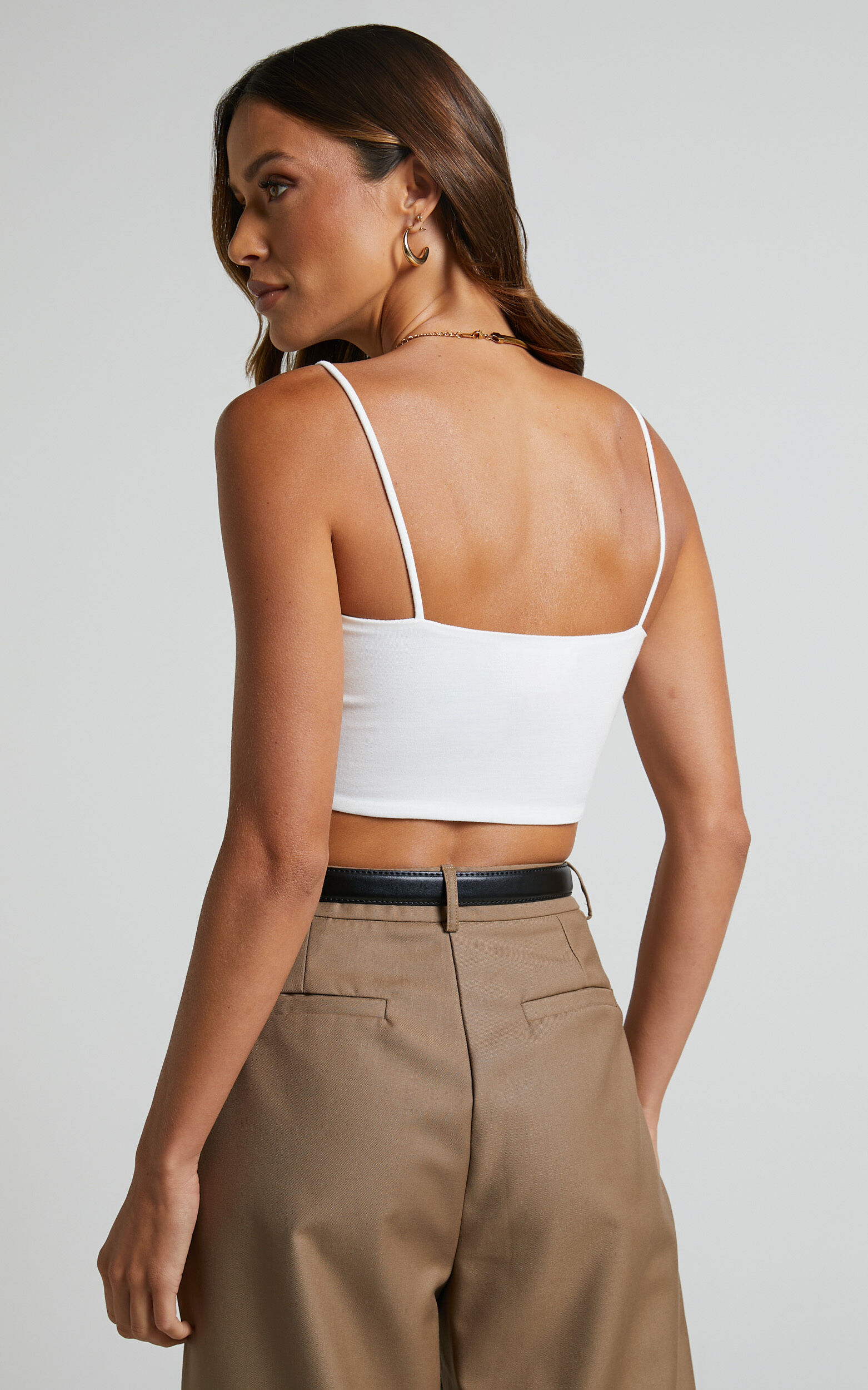 Modern Gal Top - Jersey Cami Crop Top in White