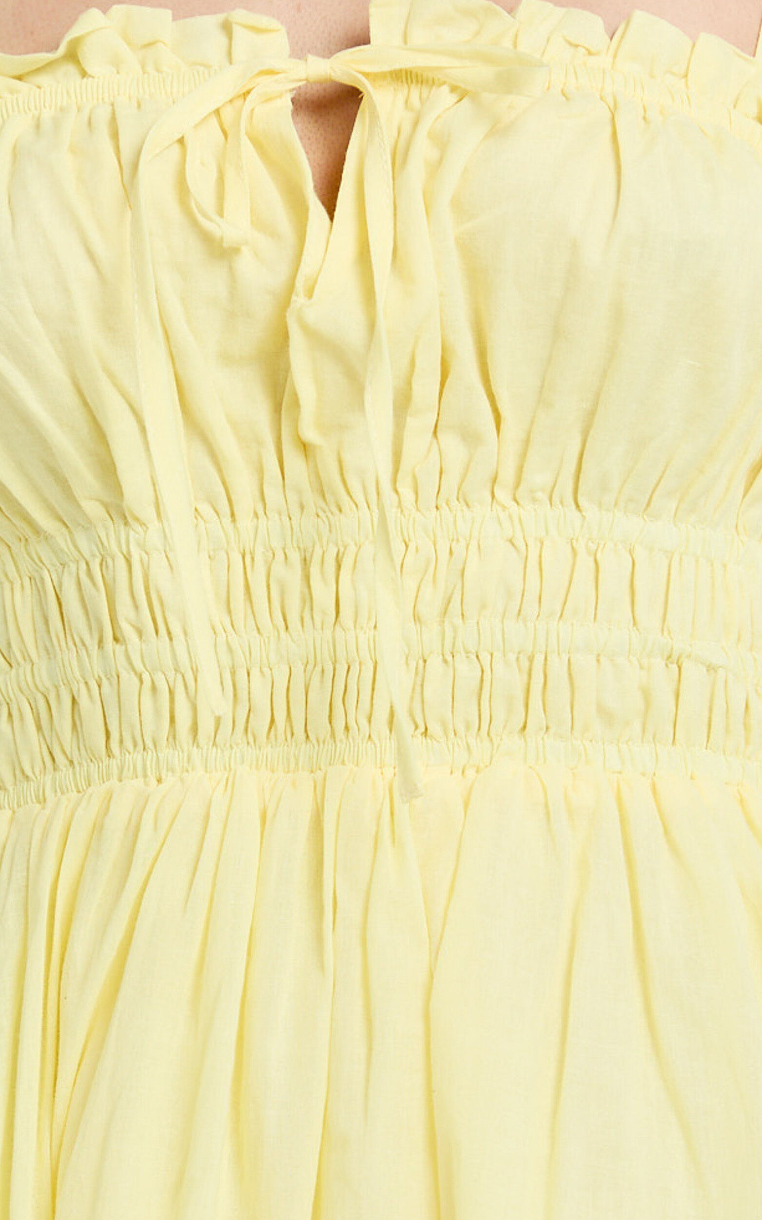 Jamaica Mini Dress - Ruched Bust Tiered Skirt Dress in Lemon