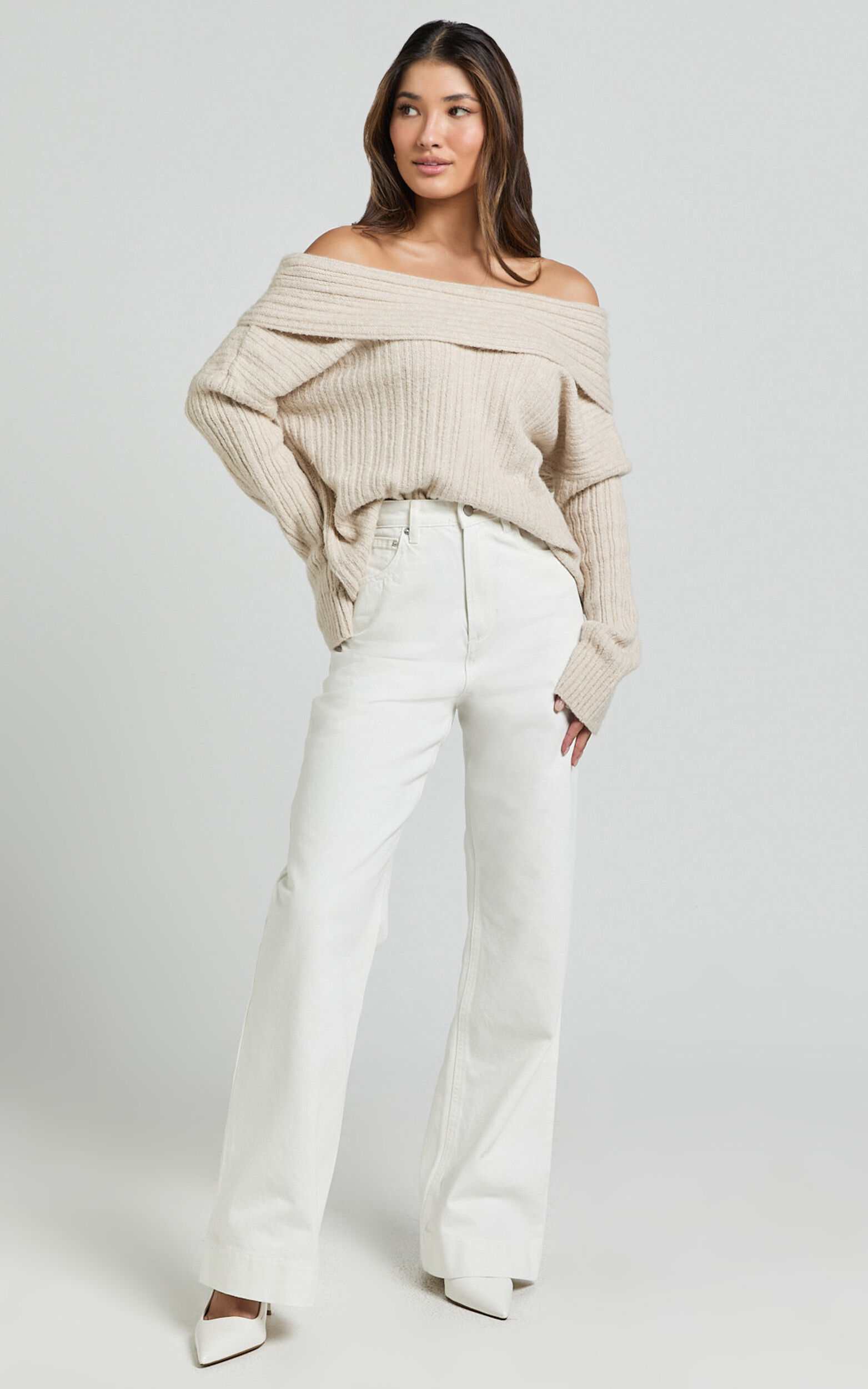 Dexter Jeans - High Waisted Straight Leg Denim Jeans in Ecru