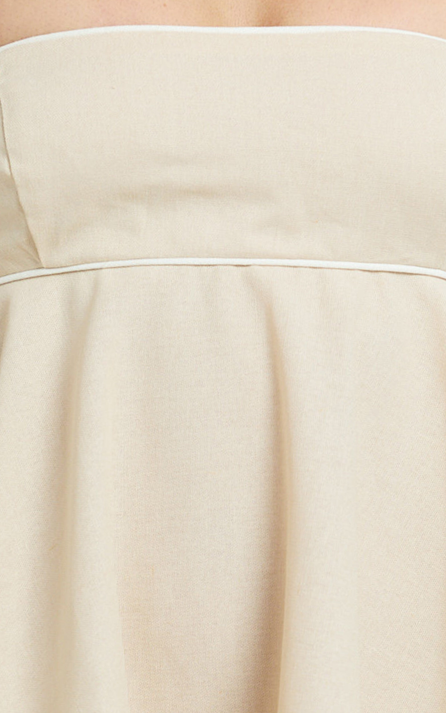 Jazmin Mini Linen Dress - Tie Shoulder Fit And Flare Dress in Oatmeal